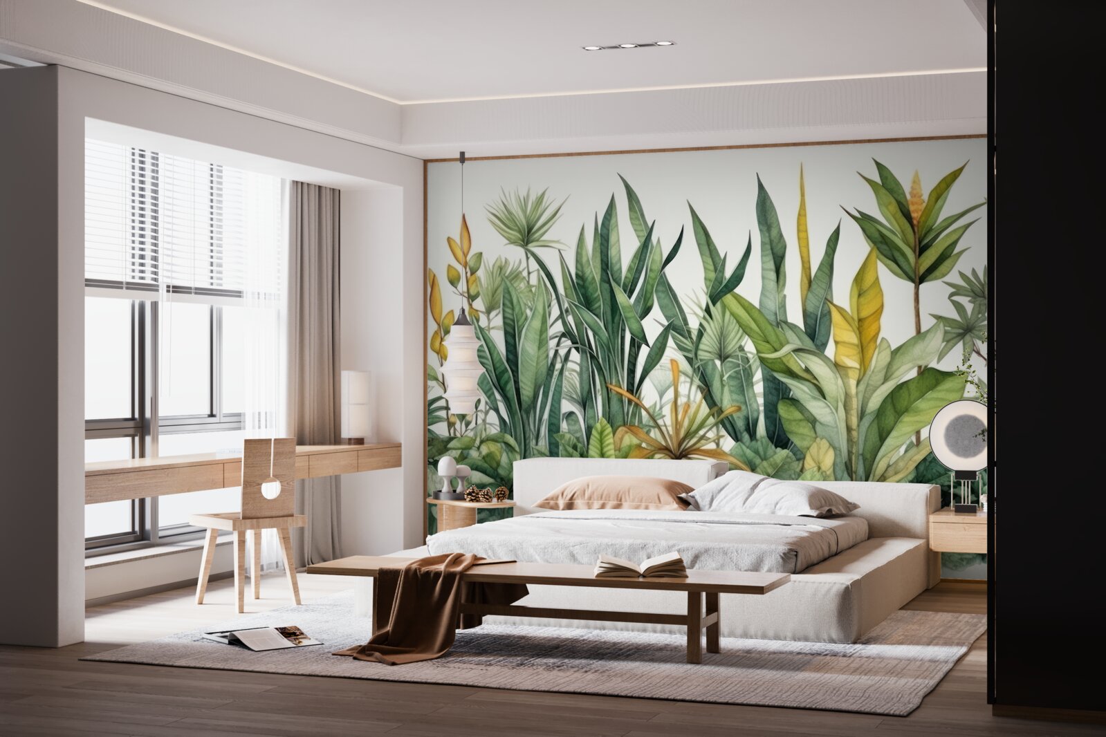 Fototapeta w dżungli rosną wysokie krzewy palmowe