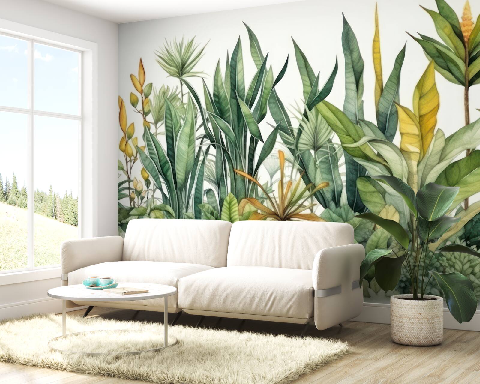 Fototapeta w dżungli rosną wysokie krzewy palmowe