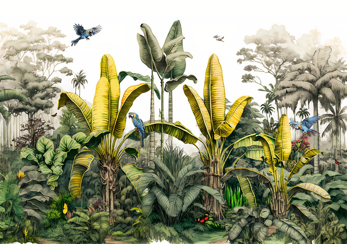 Fototapeta rośliny tropikalne, w tym wysokie palmy