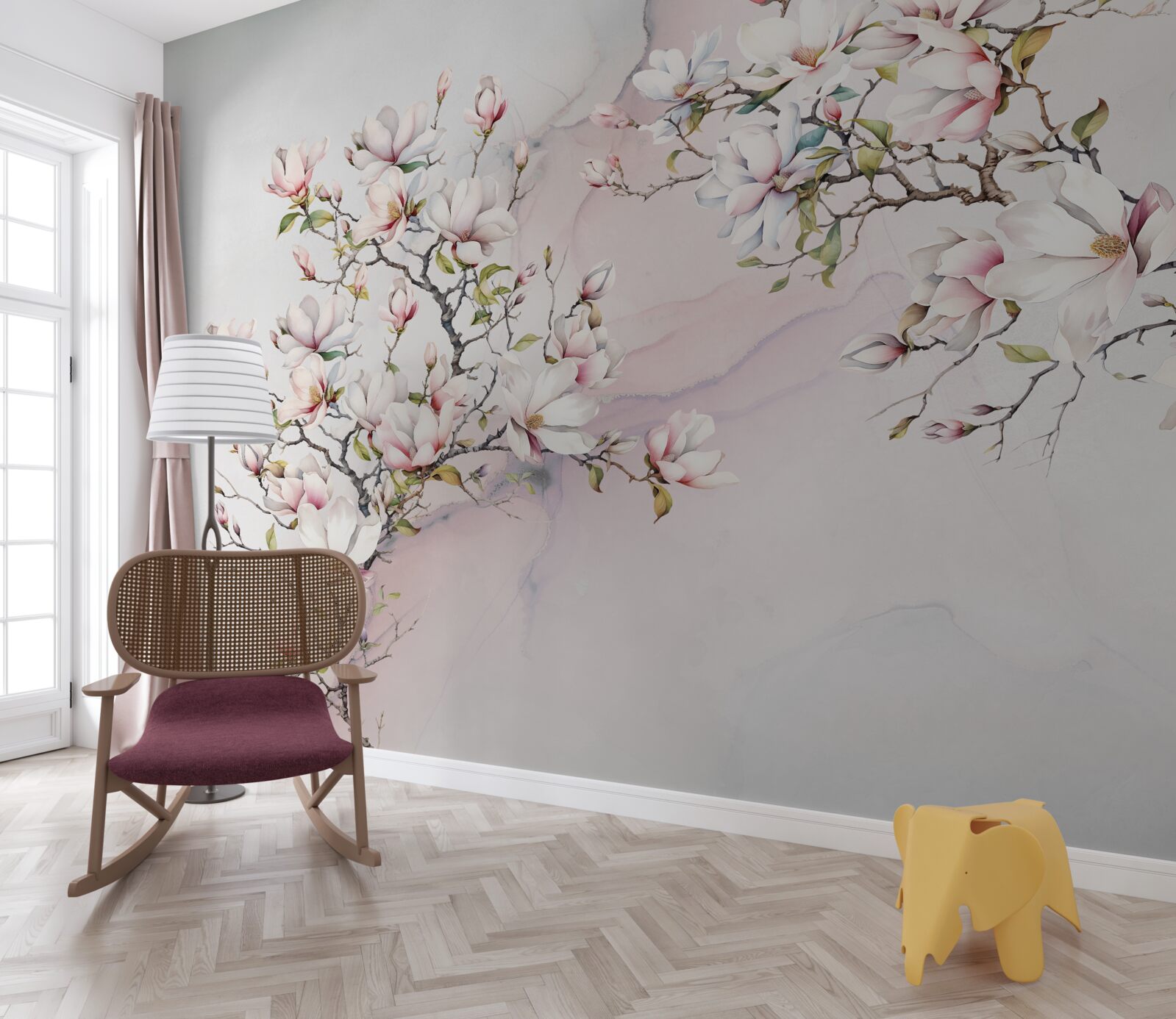 Fototapeta gałęzie białej i różowej magnolii są pełne wdzięku i piękne