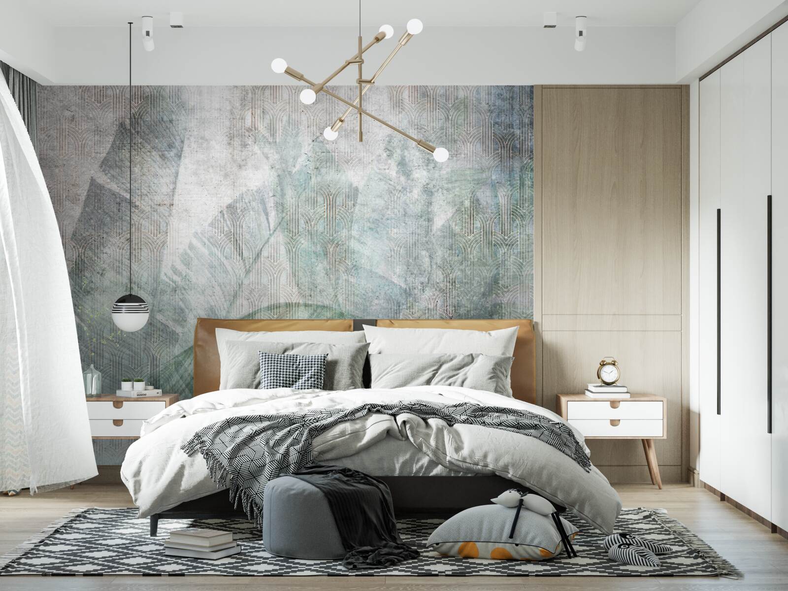 Fototapeta abstrakcyjne kształty tworzą duże liście palmowe