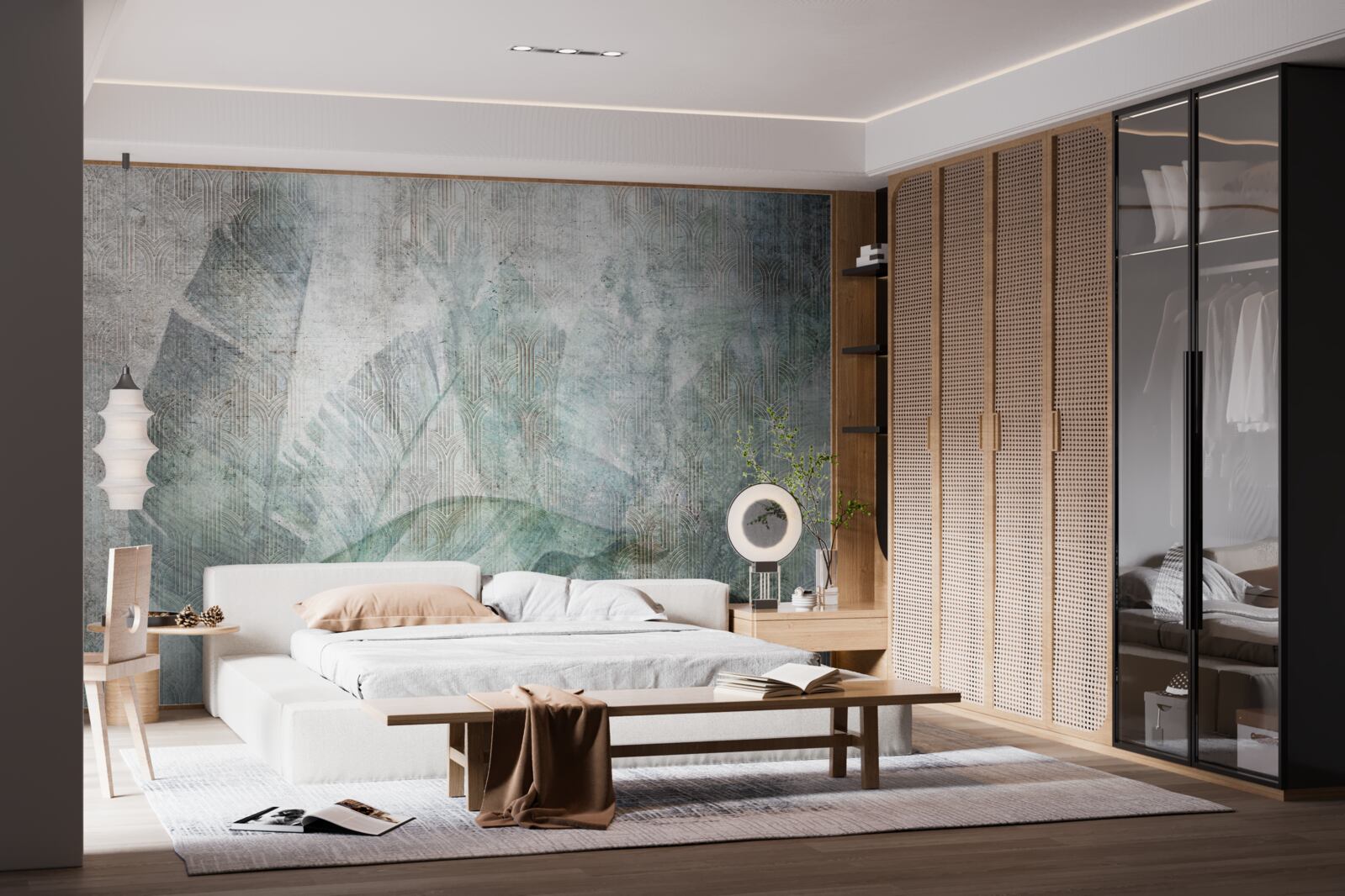 Fototapeta abstrakcyjne kształty tworzą duże liście palmowe