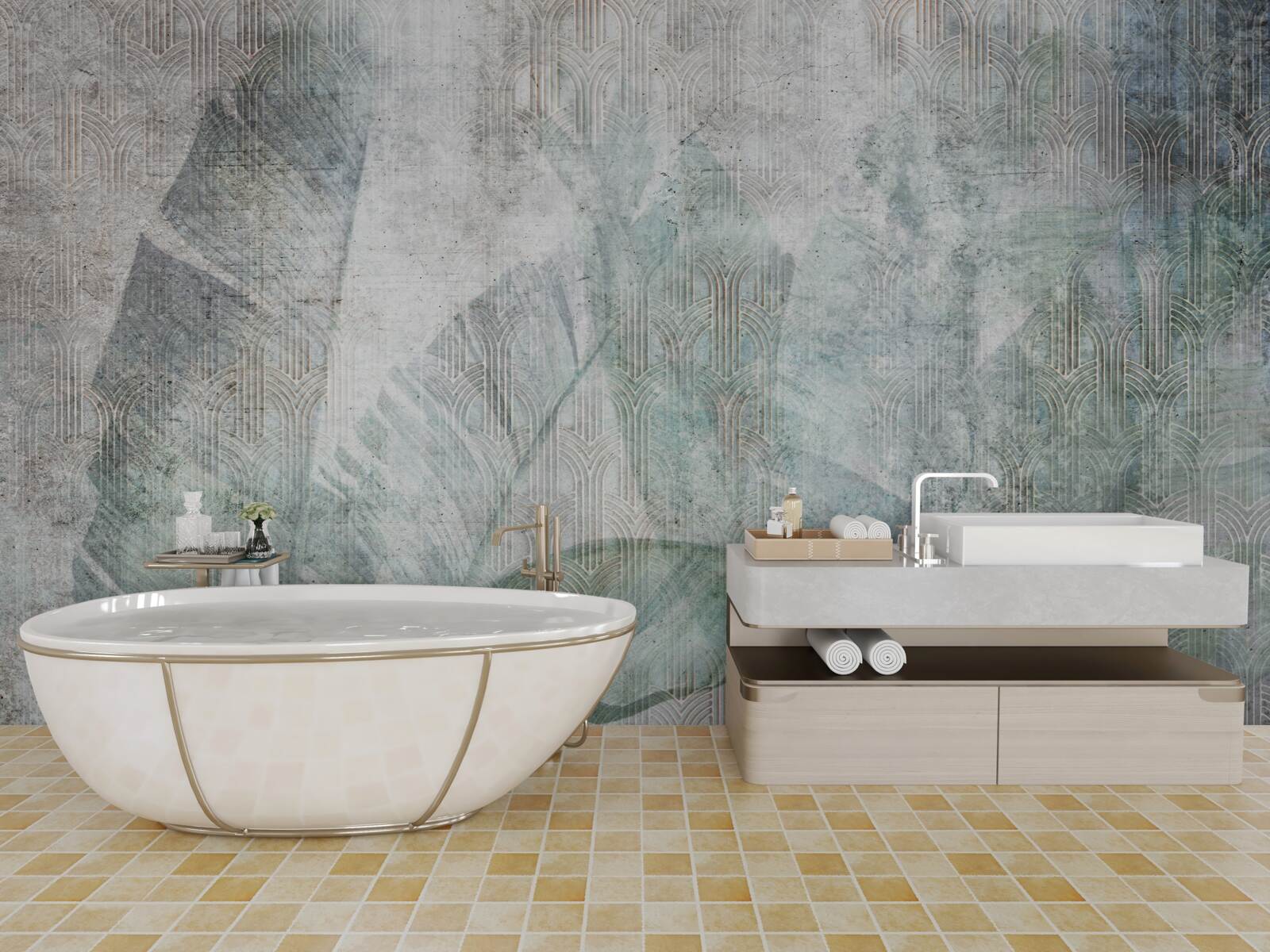 Fototapeta abstrakcyjne kształty tworzą duże liście palmowe