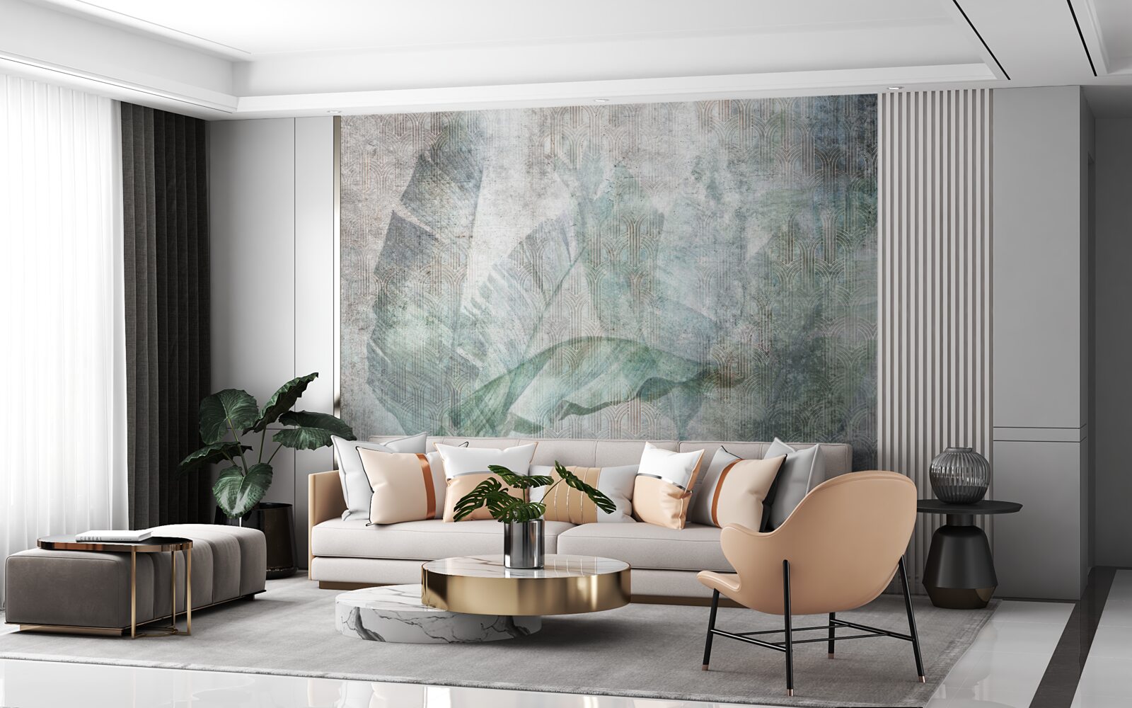 Fototapeta abstrakcyjne kształty tworzą duże liście palmowe