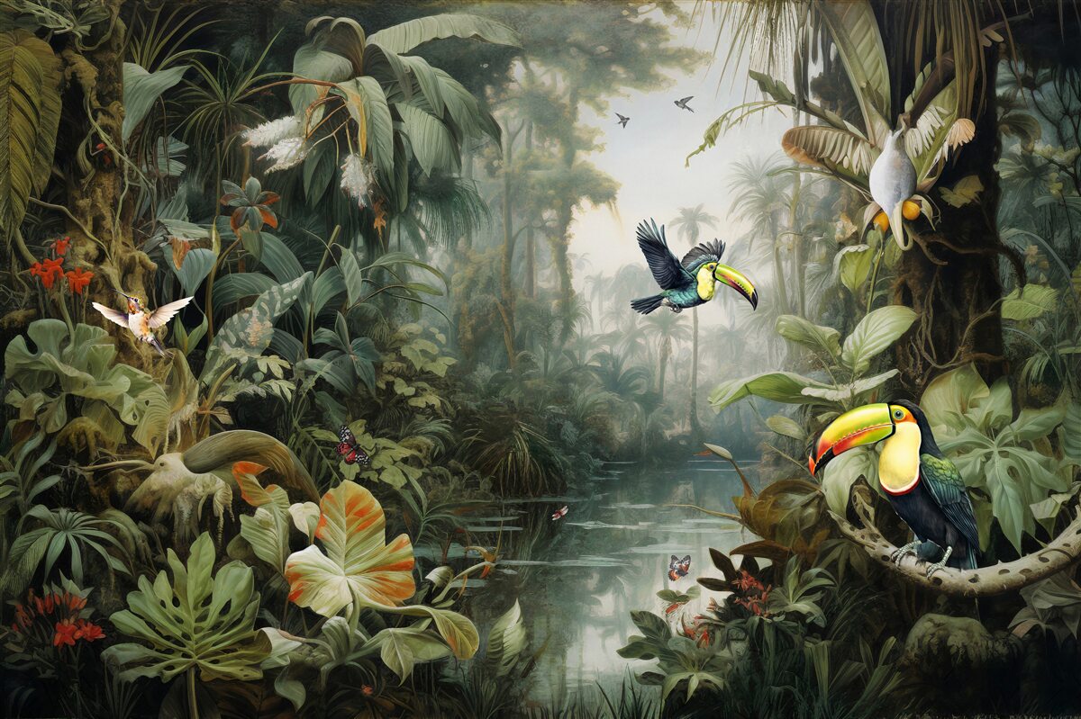 Fototapeta tropikalny zarośla w pobliżu stawu