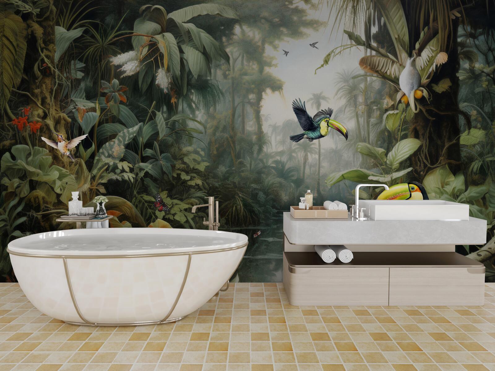 Fototapeta tropikalny zarośla w pobliżu stawu