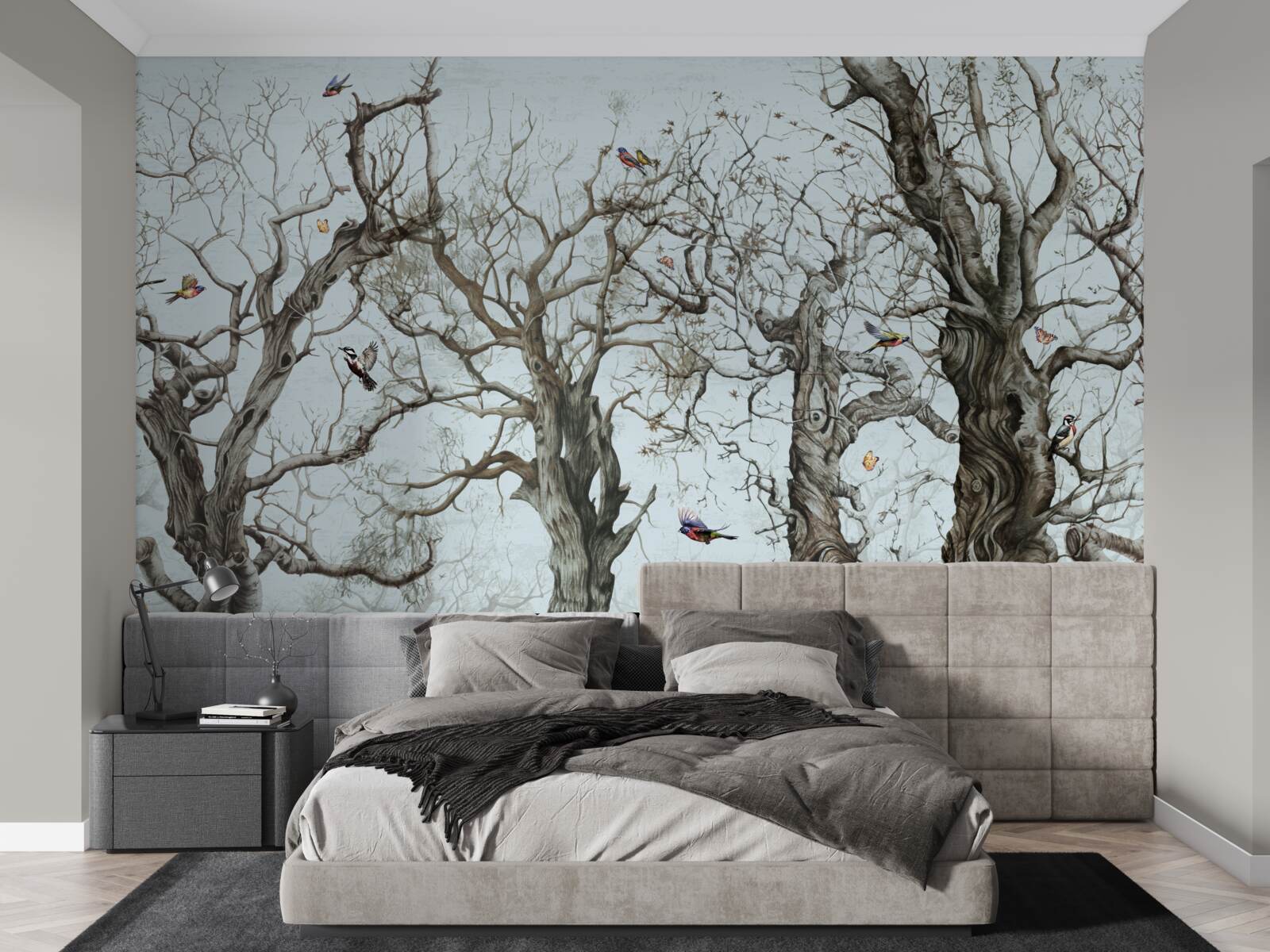 Fototapeta drzewa jesienią, które zrzuciły liście