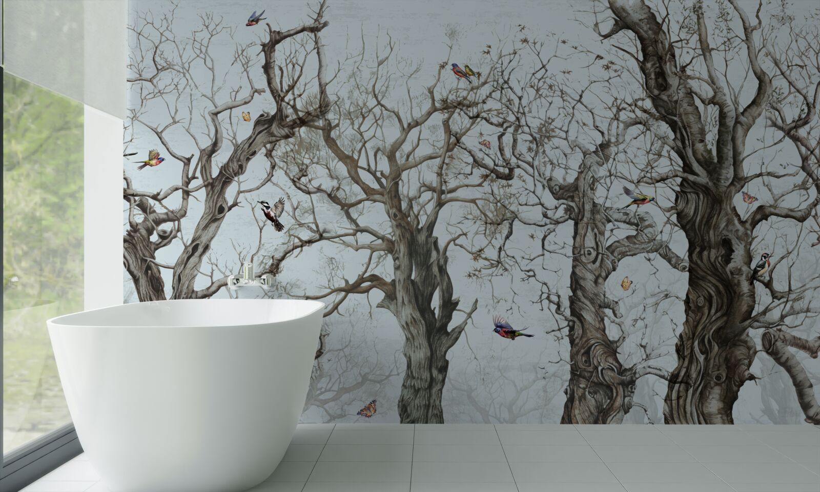 Fototapeta drzewa jesienią, które zrzuciły liście