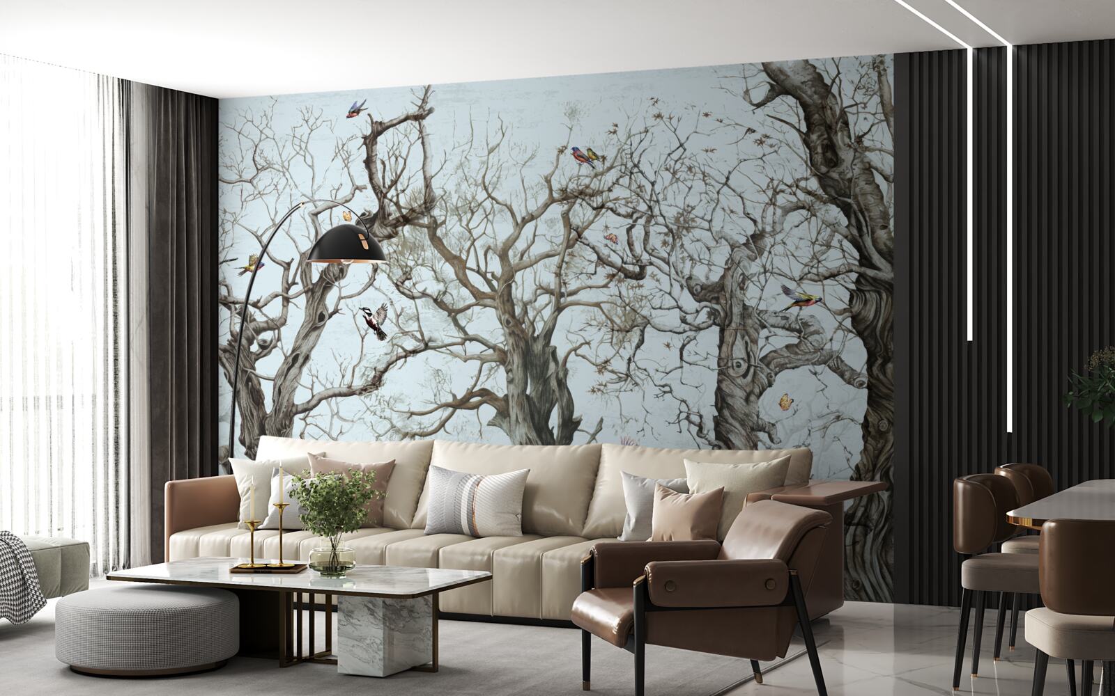 Fototapeta drzewa jesienią, które zrzuciły liście