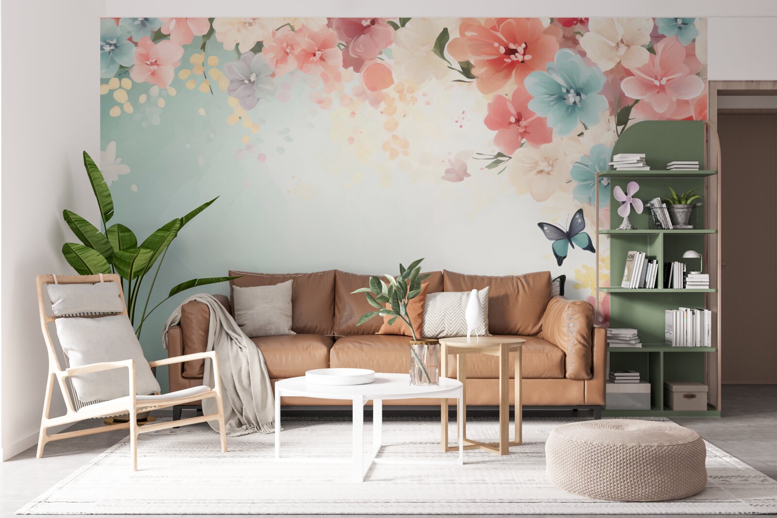 Fototapeta pełen wdzięku kompozycje kwiatowe i ćmy