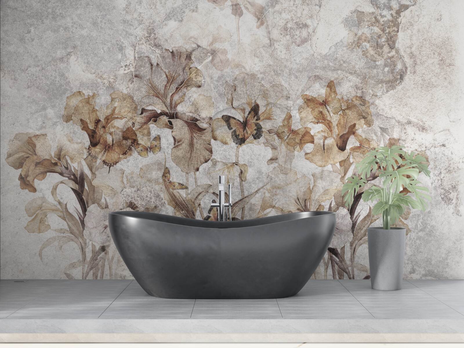 Fototapeta jesienne liście ukryte we mgle i motylach