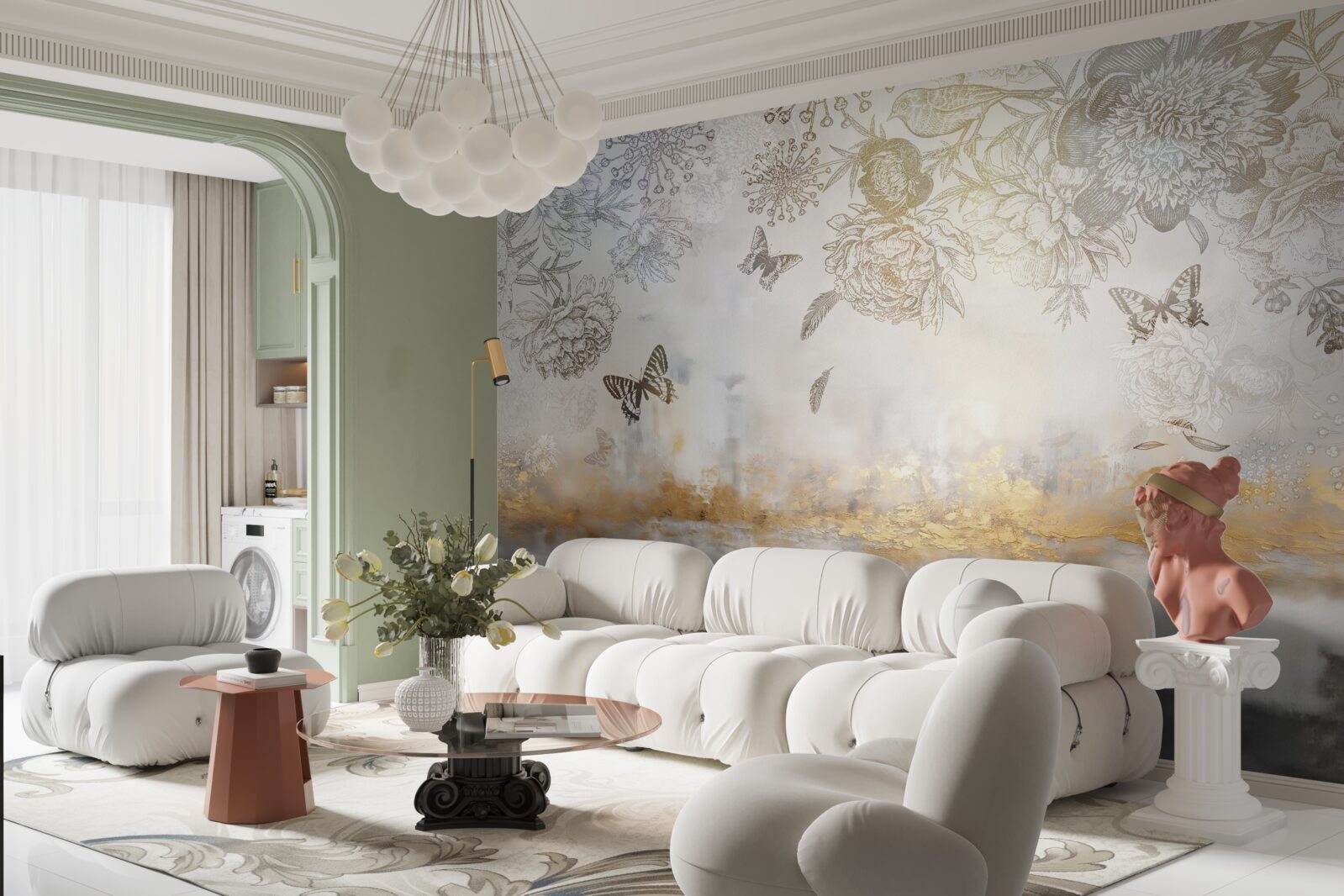 Fototapeta motyle fruwają nad mglistą wodą