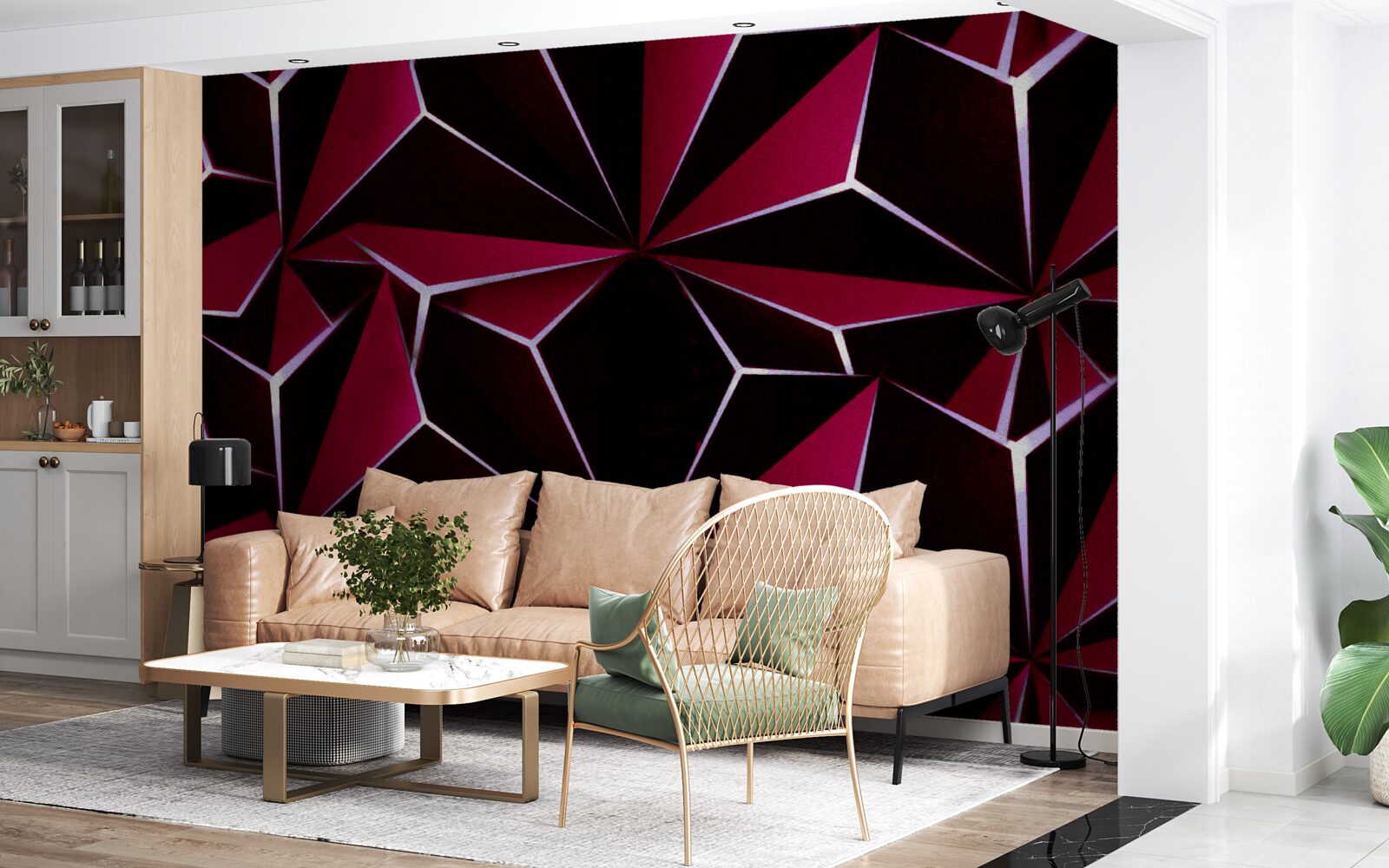 Fototapeta burgundowe trójwymiarowe piramidy