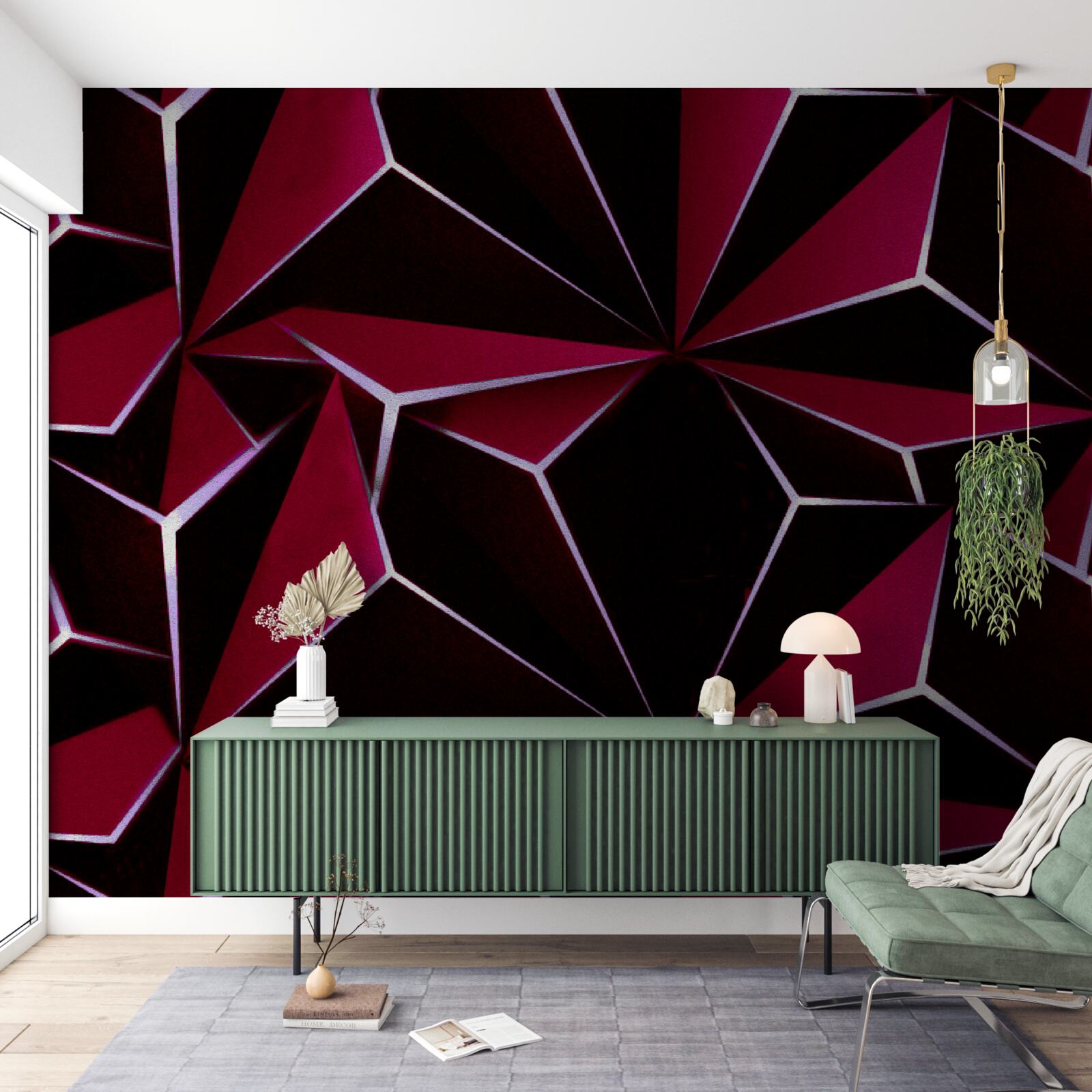 Fototapeta burgundowe trójwymiarowe piramidy