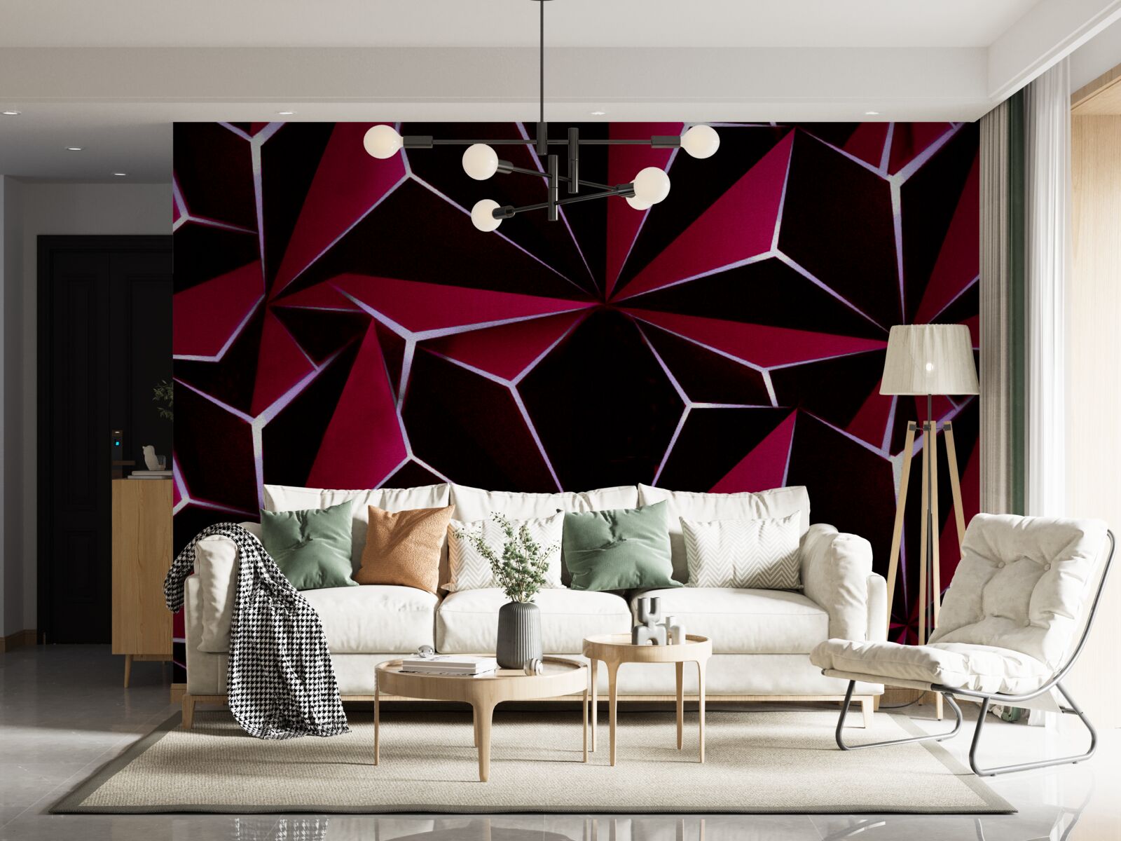 Fototapeta burgundowe trójwymiarowe piramidy