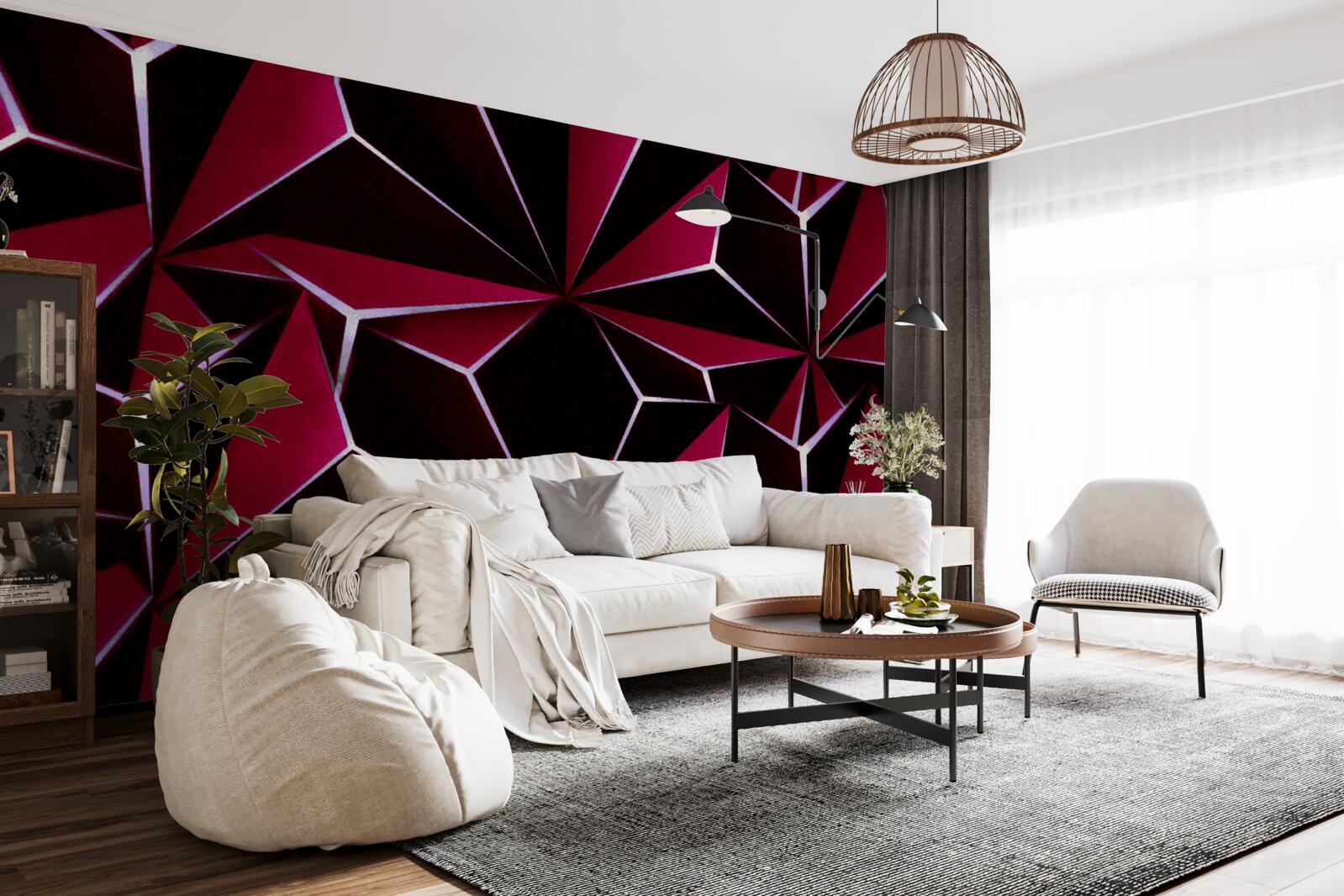 Fototapeta burgundowe trójwymiarowe piramidy