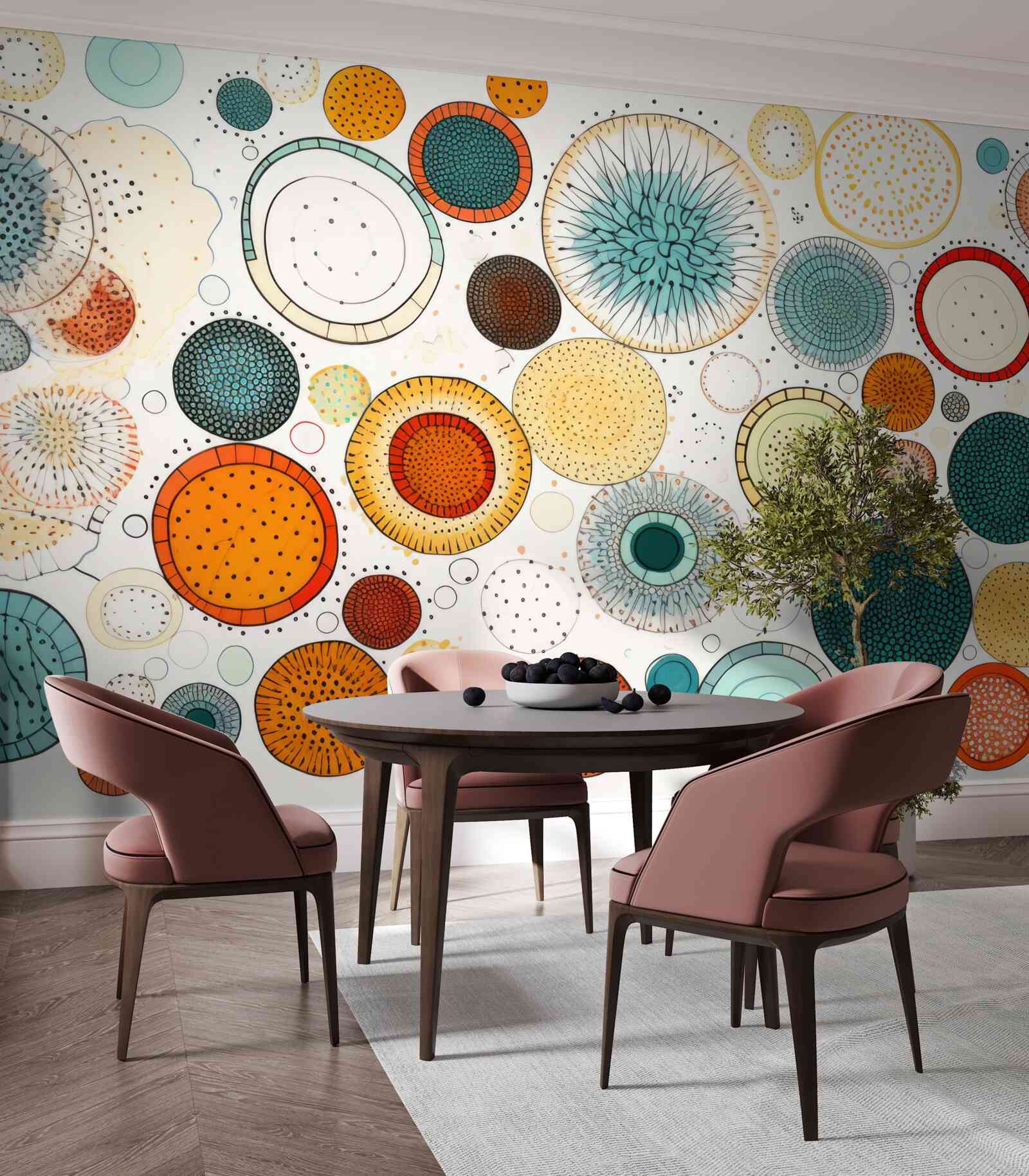 Fototapeta koła i sekcje w stylu abstrakcyjnym