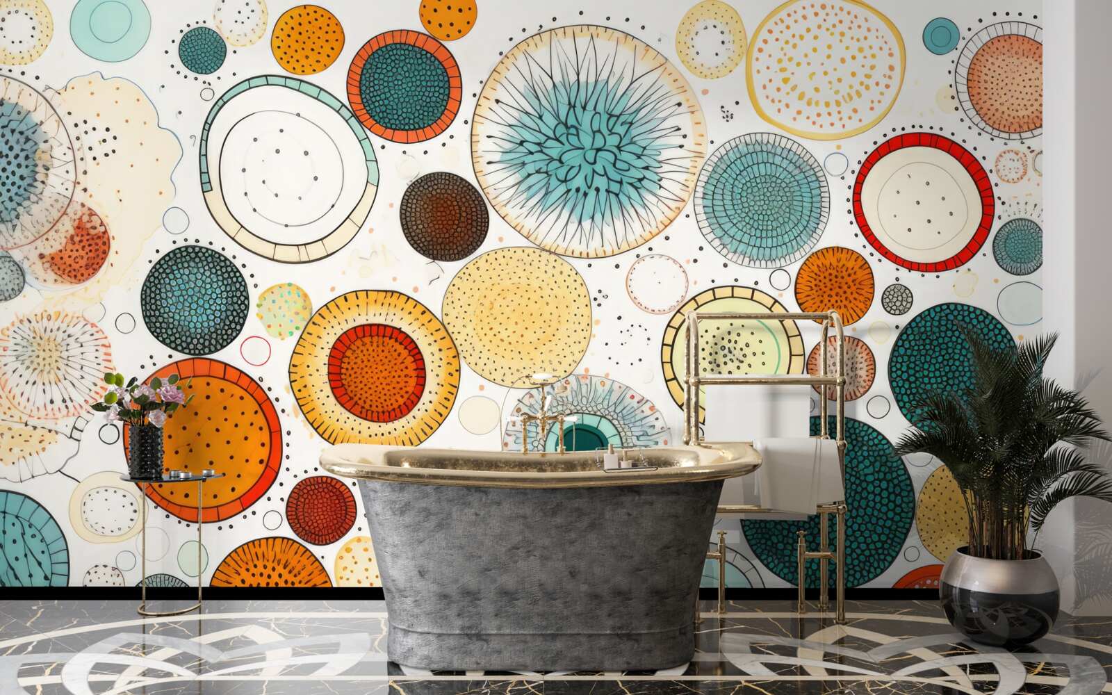 Fototapeta koła i sekcje w stylu abstrakcyjnym