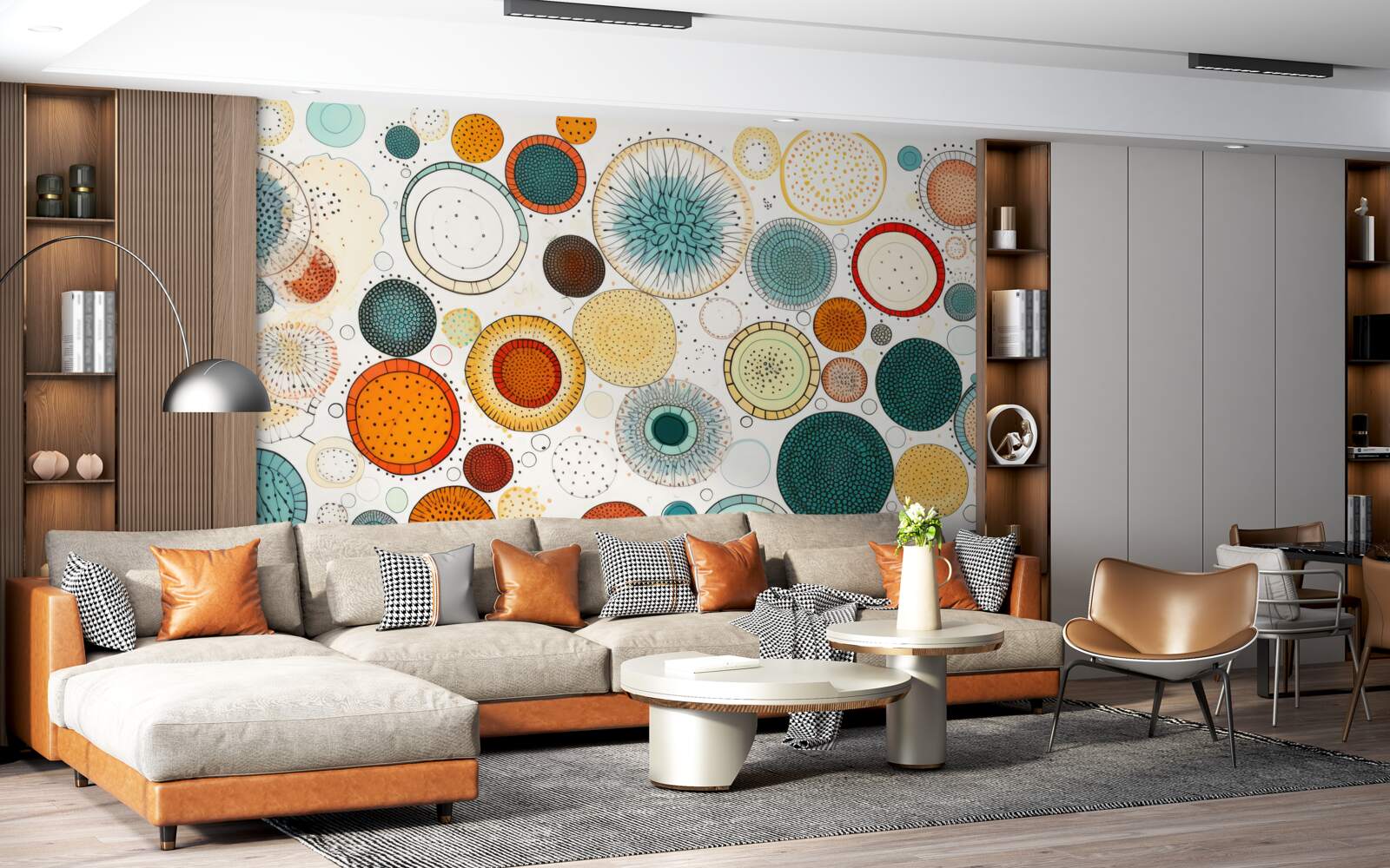 Fototapeta koła i sekcje w stylu abstrakcyjnym