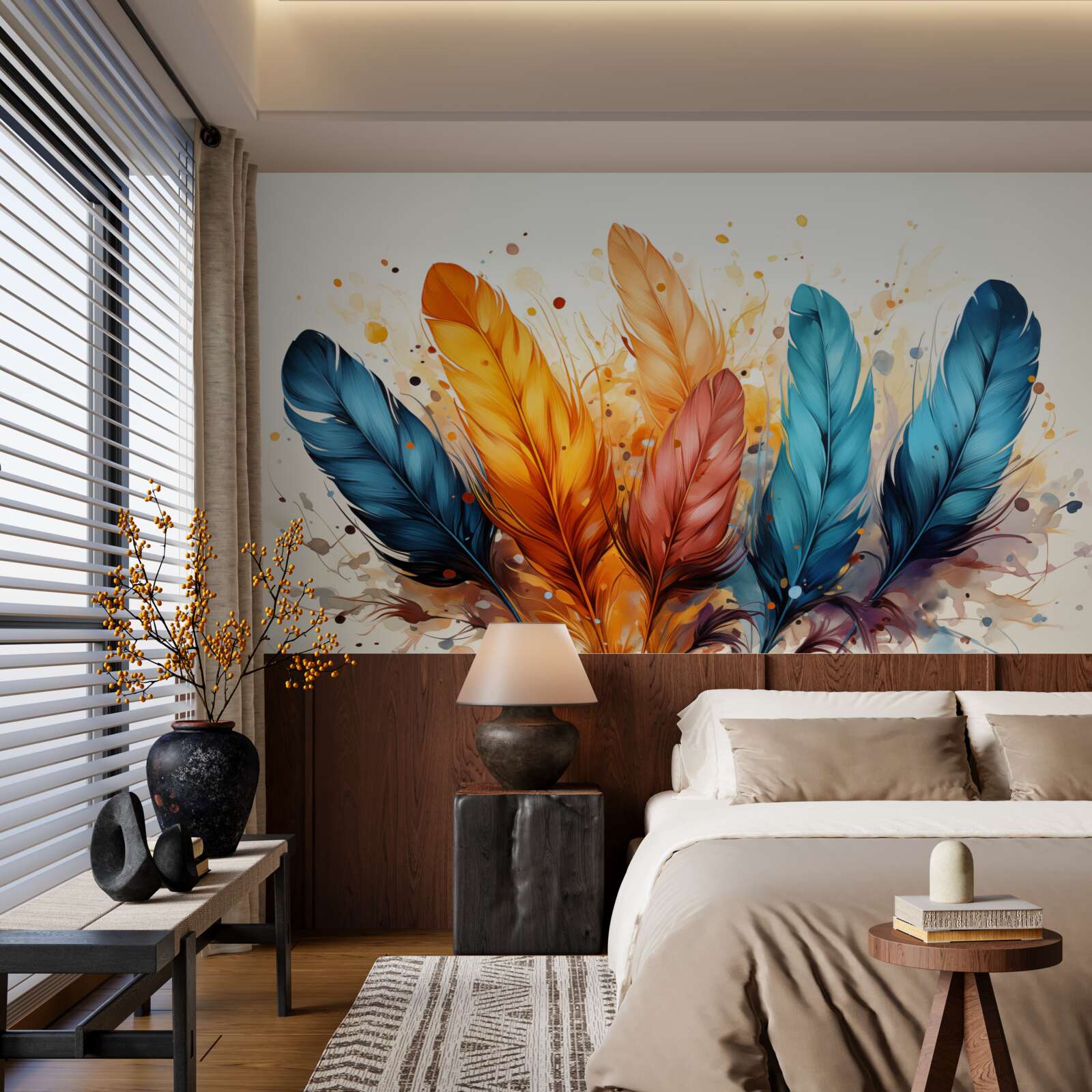 Fototapeta puszyste piórka w jesiennych odcieniach