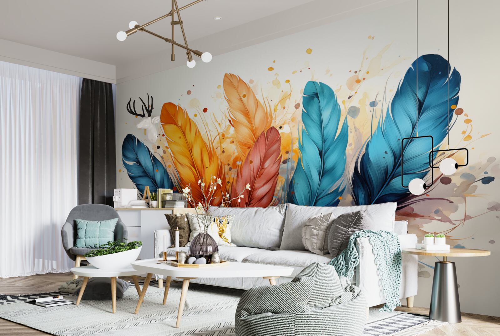 Fototapeta puszyste piórka w jesiennych odcieniach