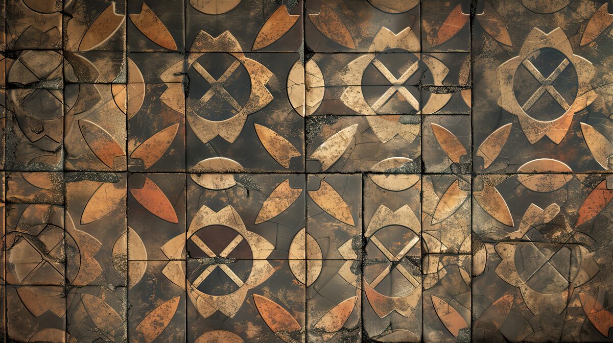 Fototapeta kompozycja geometryczna z elementami liści