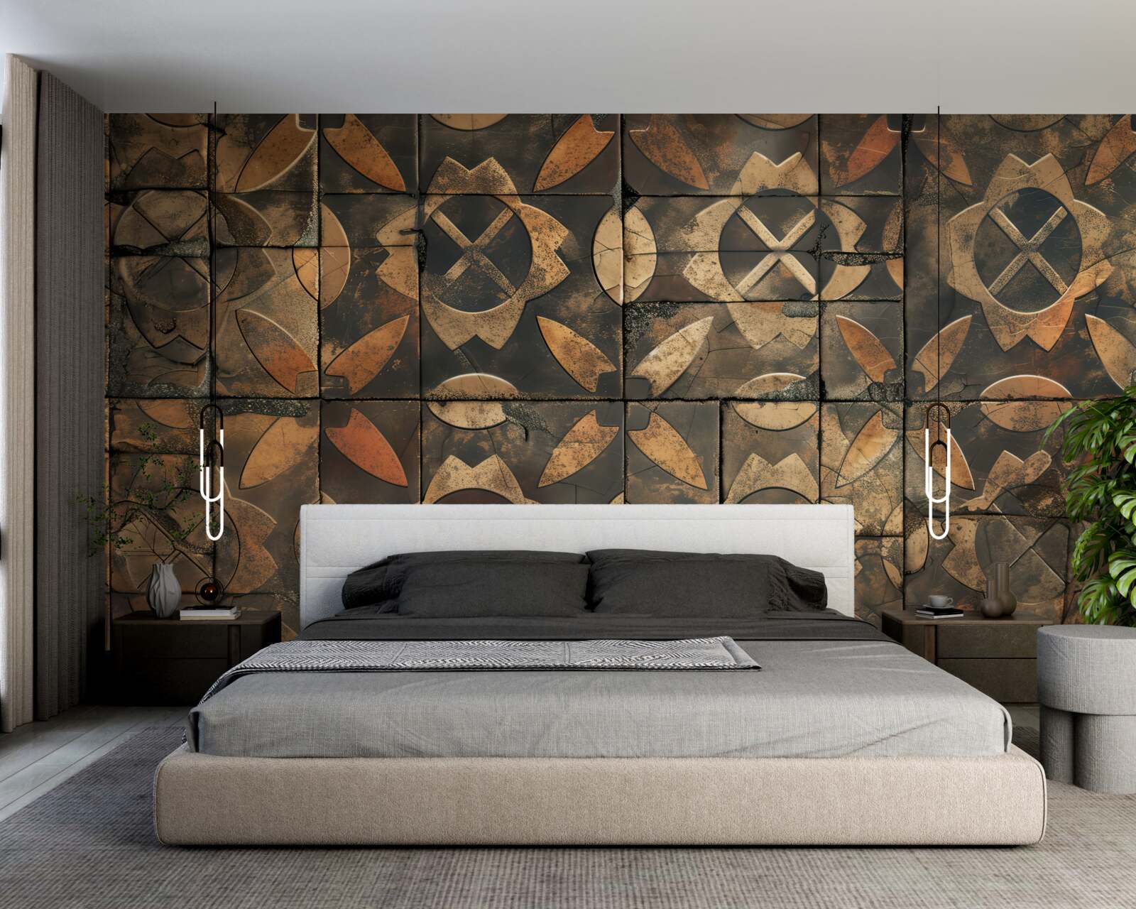 Fototapeta kompozycja geometryczna z elementami liści