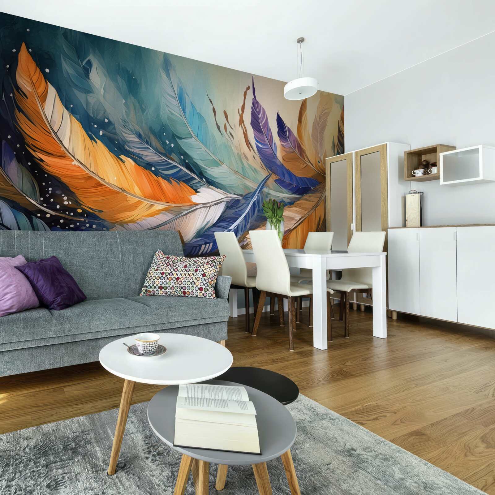 Fototapeta jasne jesienne liście tańczą na wietrze