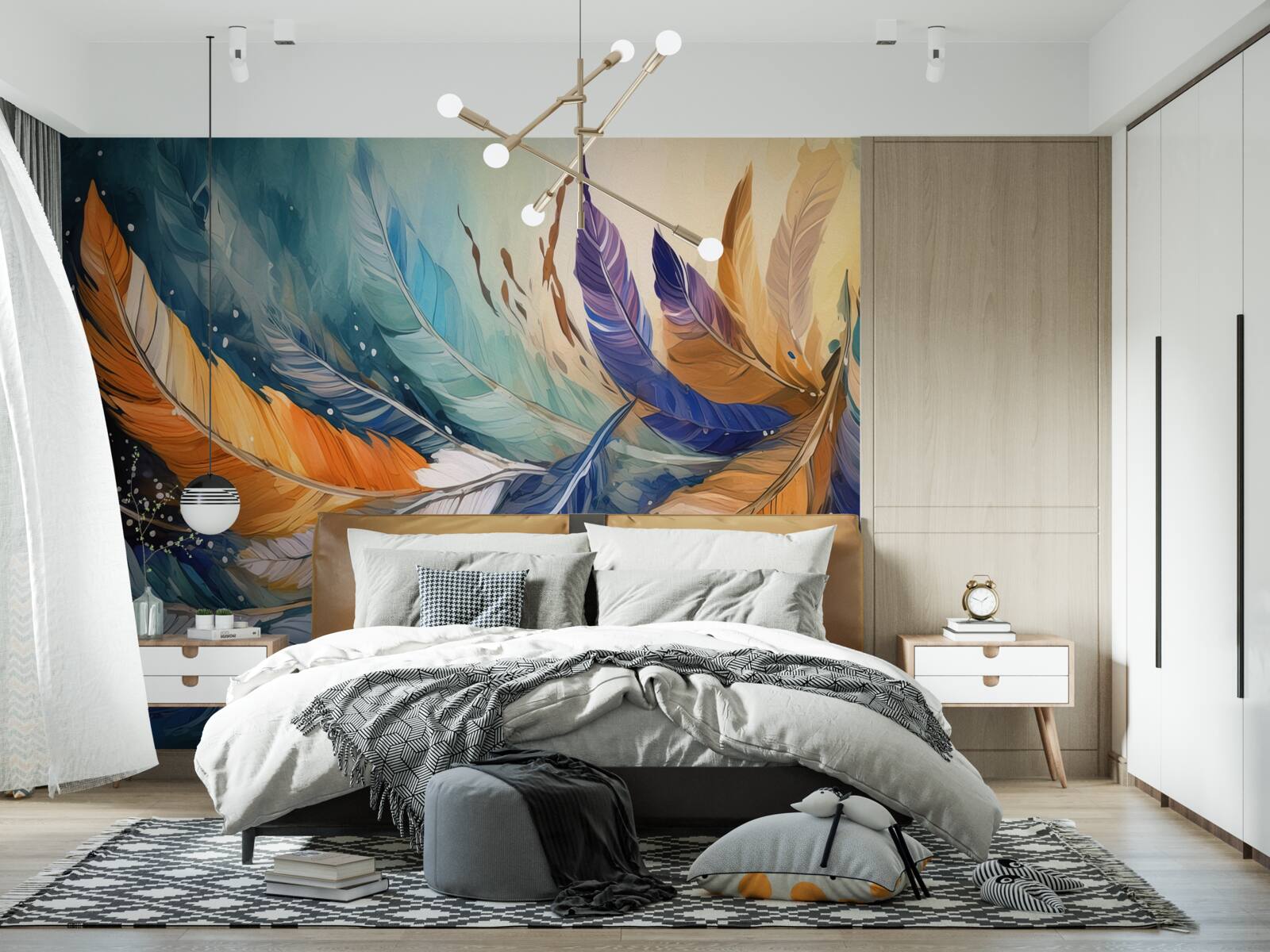 Fototapeta jasne jesienne liście tańczą na wietrze