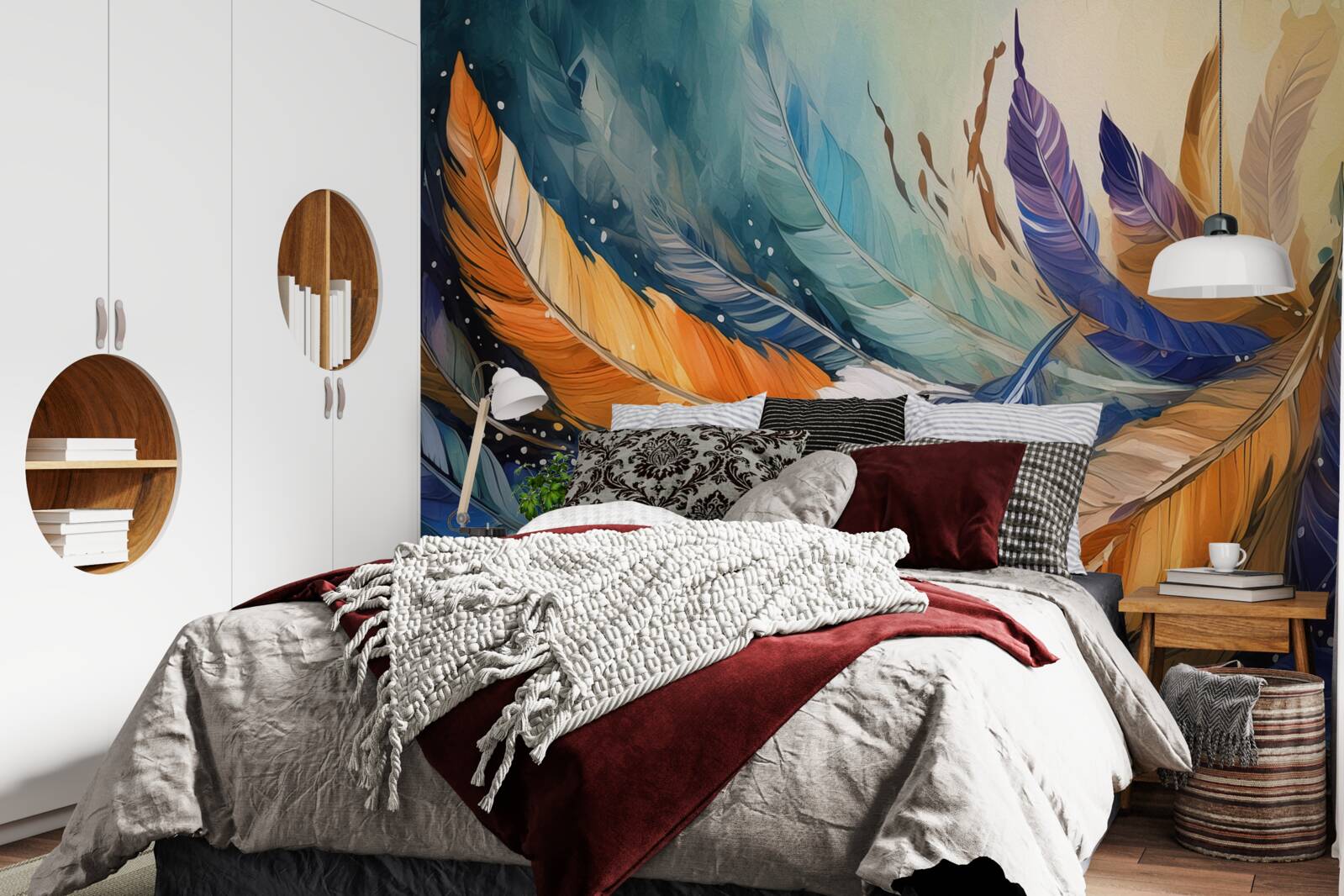 Fototapeta jasne jesienne liście tańczą na wietrze