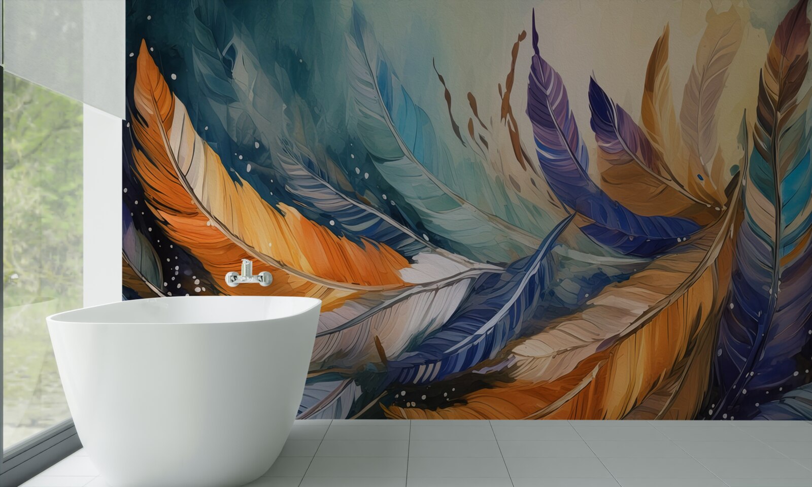 Fototapeta jasne jesienne liście tańczą na wietrze