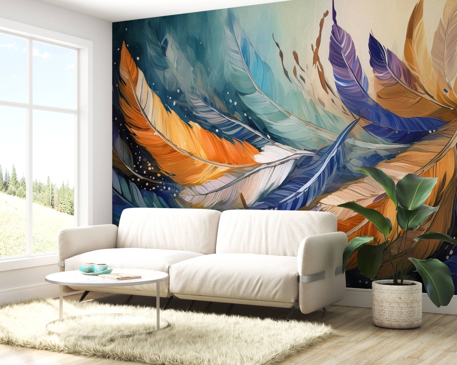 Fototapeta jasne jesienne liście tańczą na wietrze