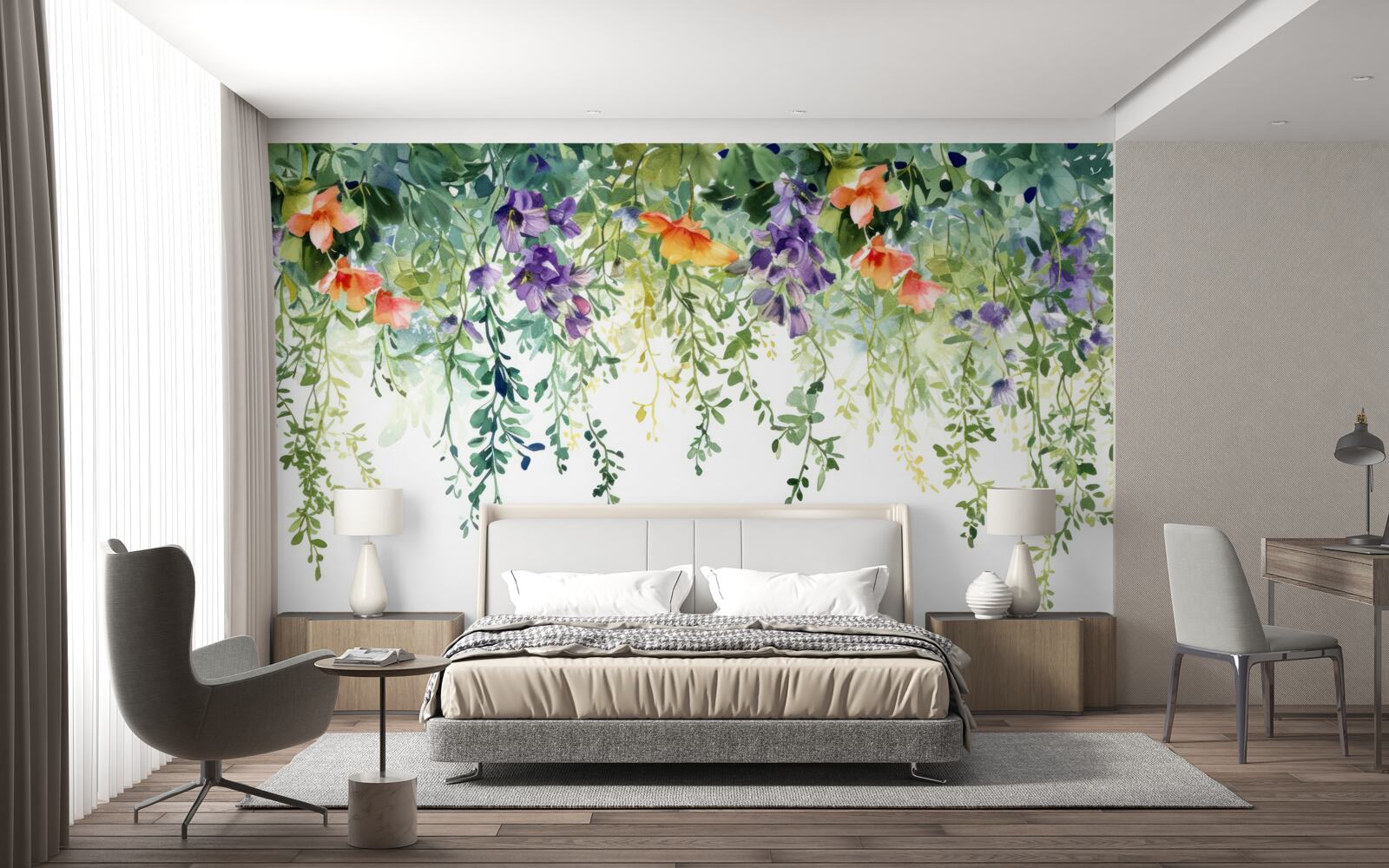 Fototapeta delikatne kwiaty z ogrodu wywrócone do góry nogami