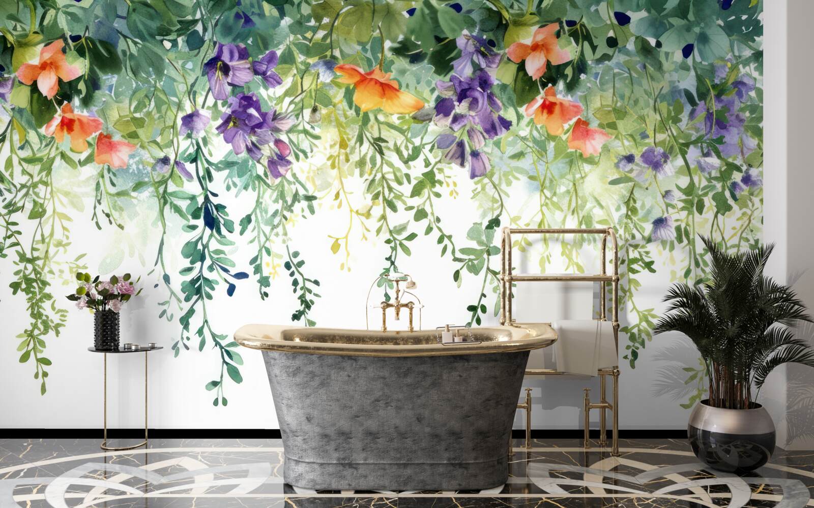 Fototapeta delikatne kwiaty z ogrodu wywrócone do góry nogami