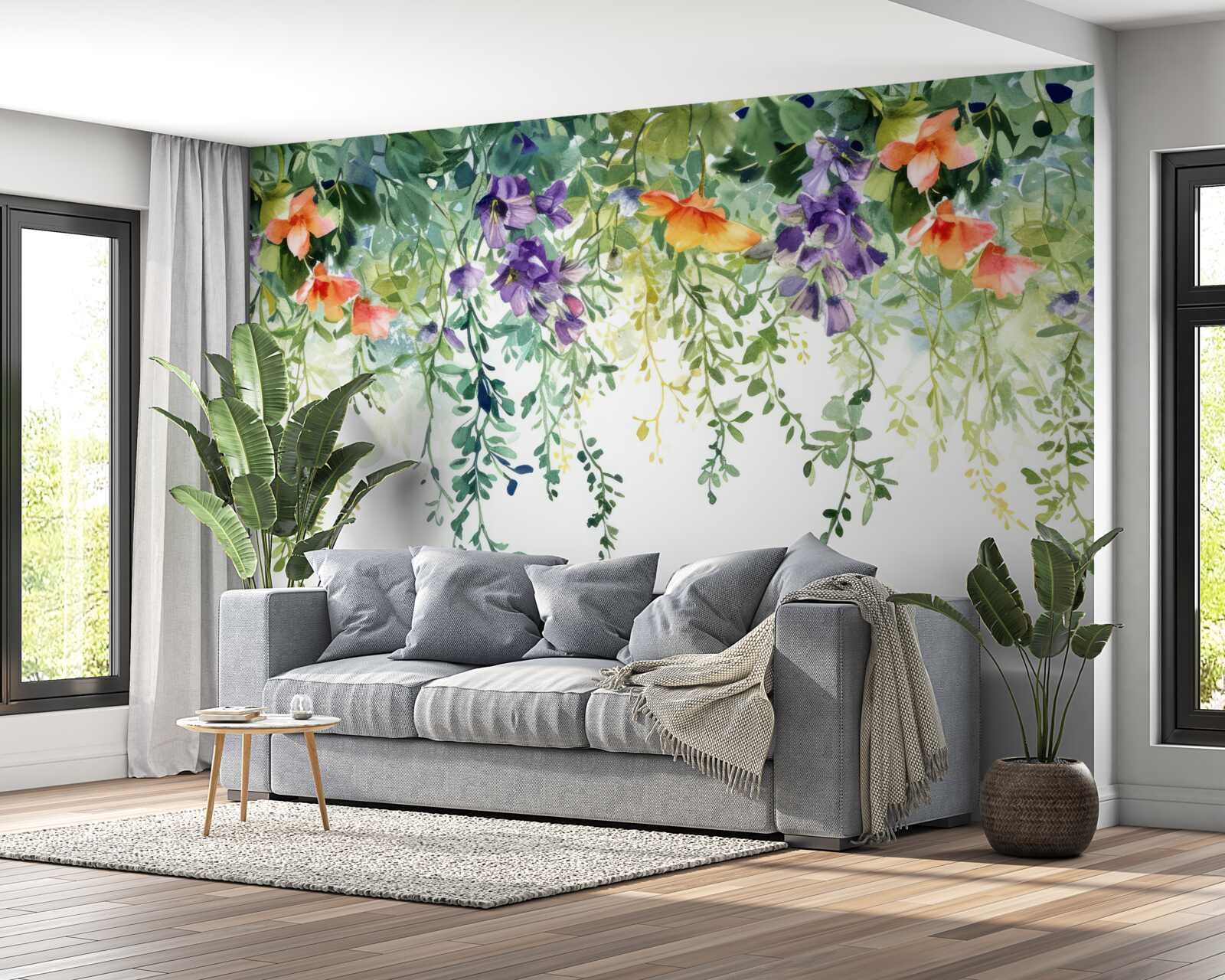 Fototapeta delikatne kwiaty z ogrodu wywrócone do góry nogami