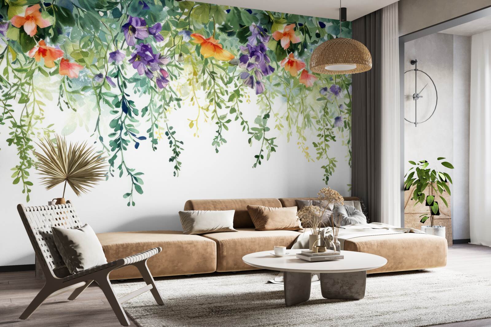 Fototapeta delikatne kwiaty z ogrodu wywrócone do góry nogami