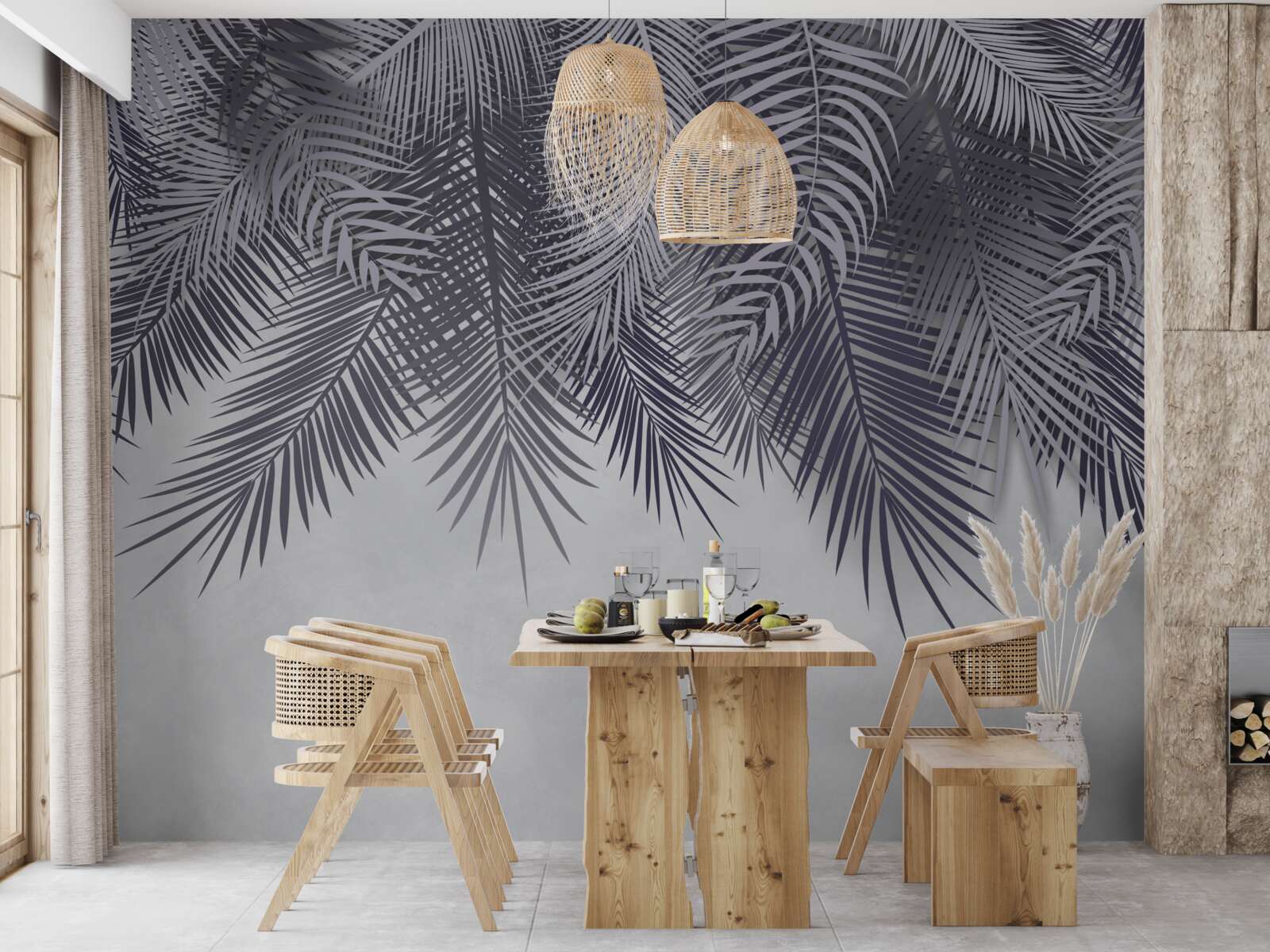 Fototapeta w nocy liście paproci opadają