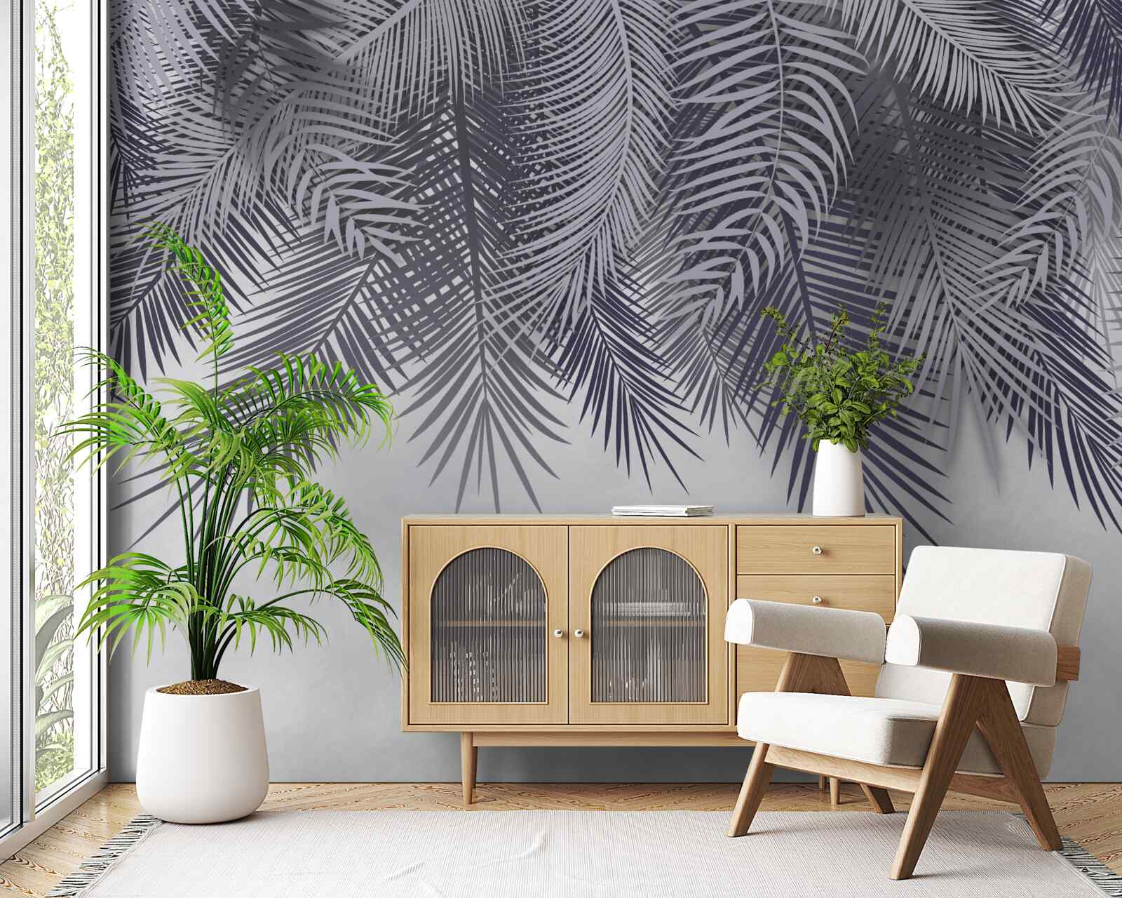 Fototapeta w nocy liście paproci opadają