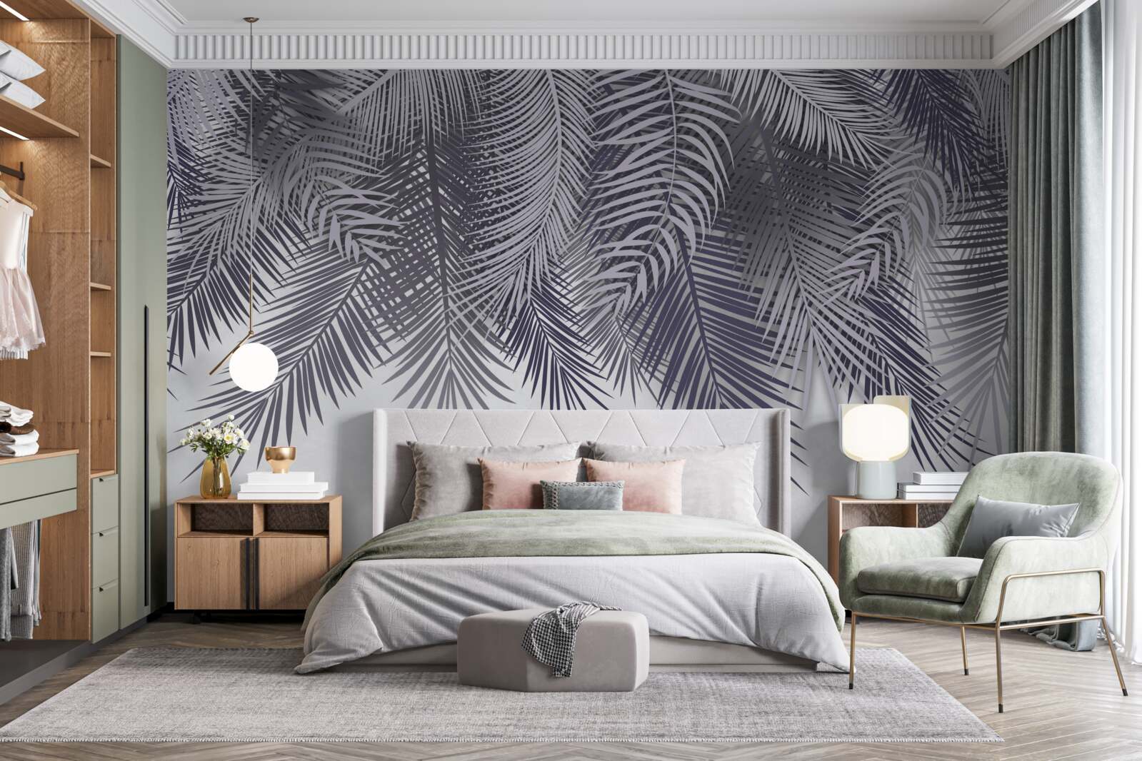 Fototapeta w nocy liście paproci opadają