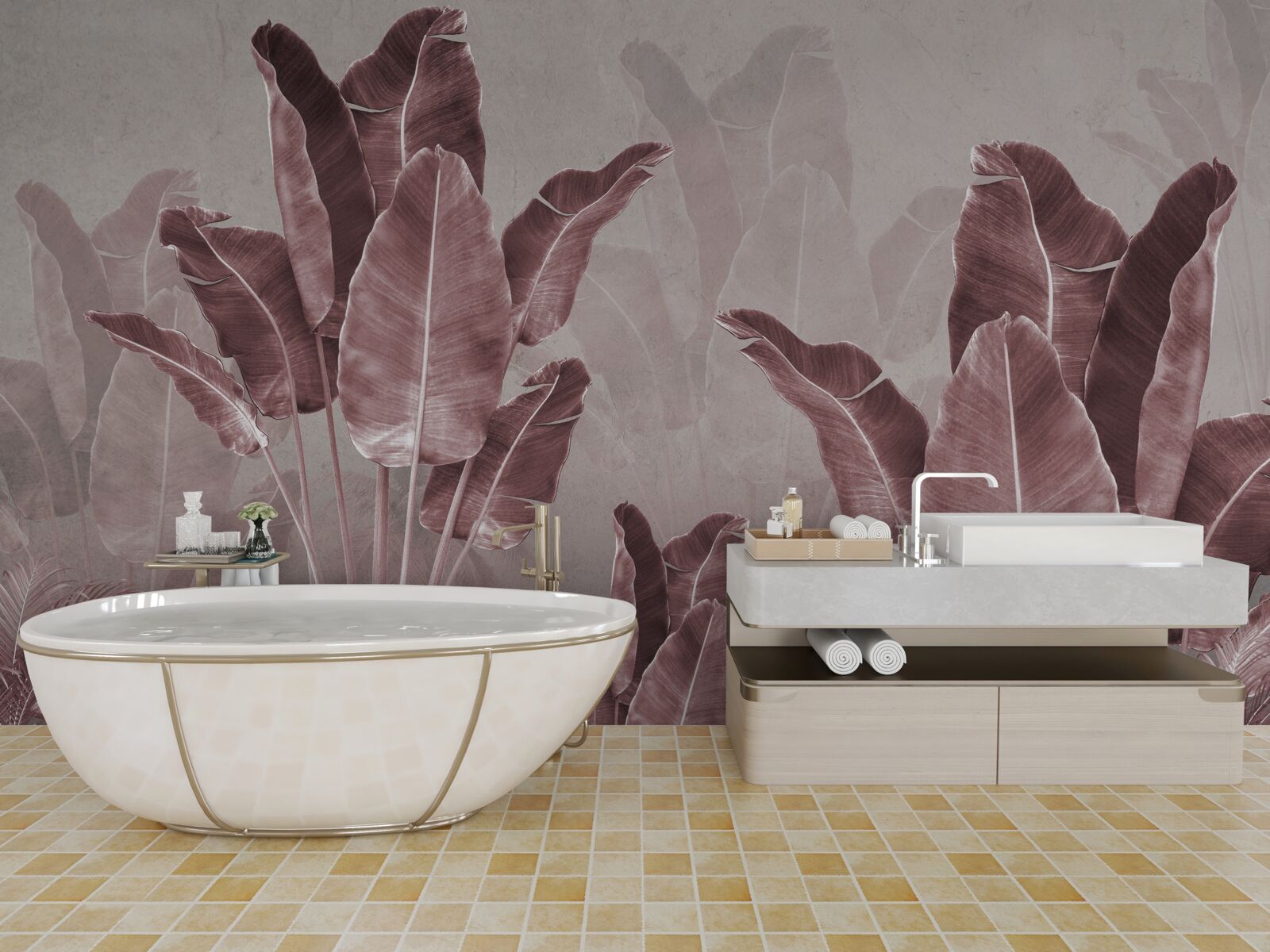 Fototapeta wysokie liście palm są czerwone