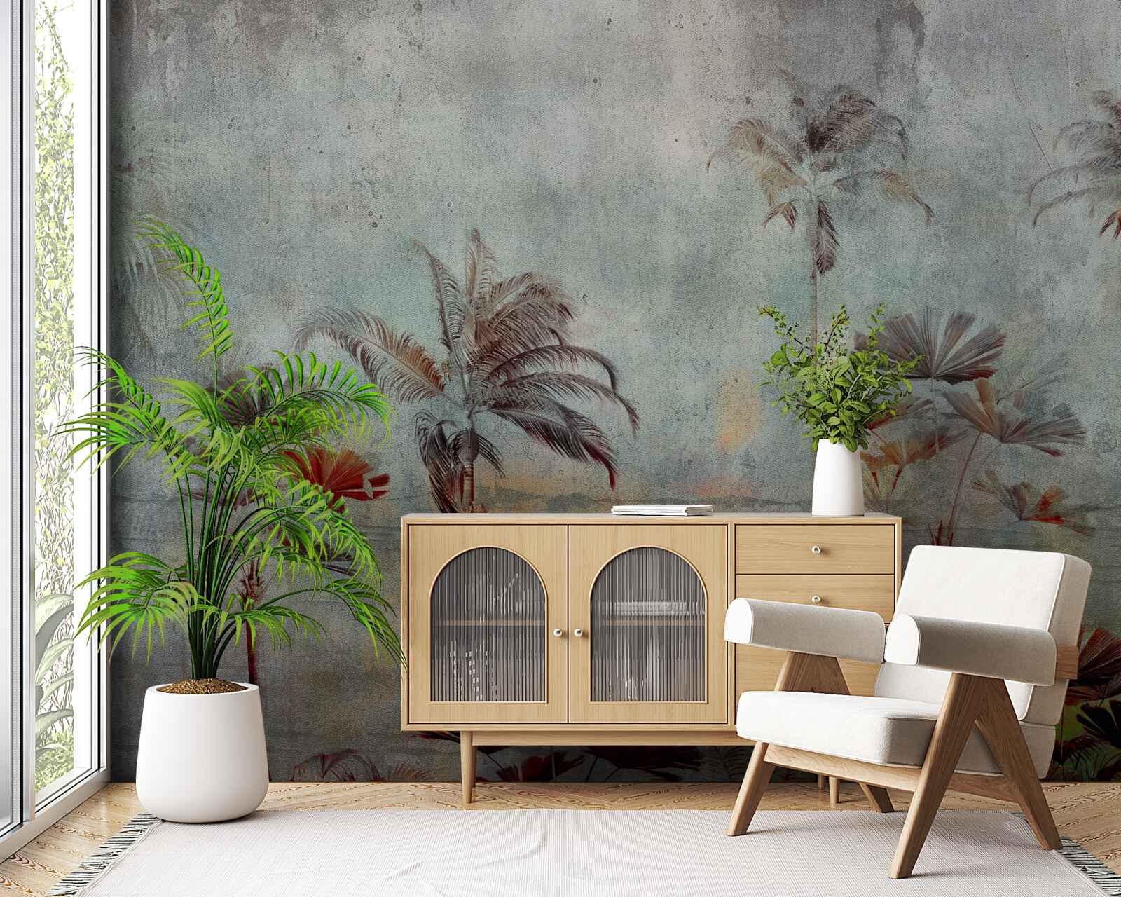 Fototapeta palmy kołyszą się na brzegu