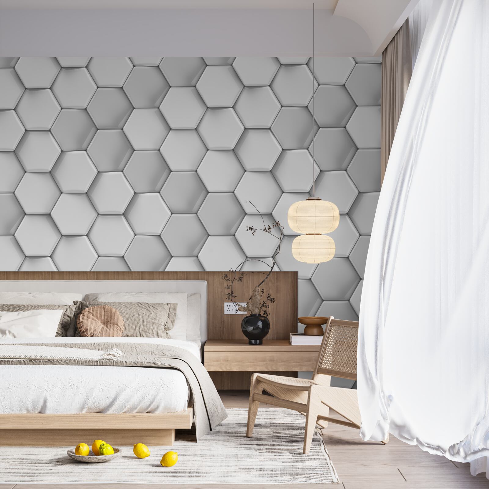 Fototapeta wolumetryczne szare pięciokąty