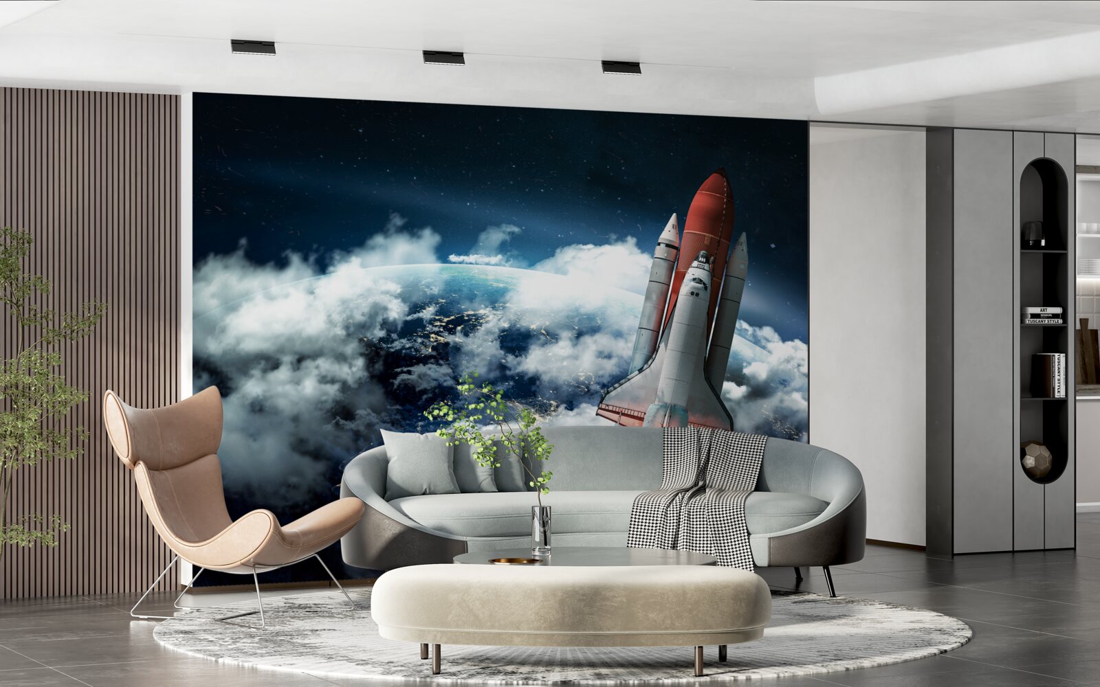 Fototapeta statek kosmiczny na trajektorii orbitalnej