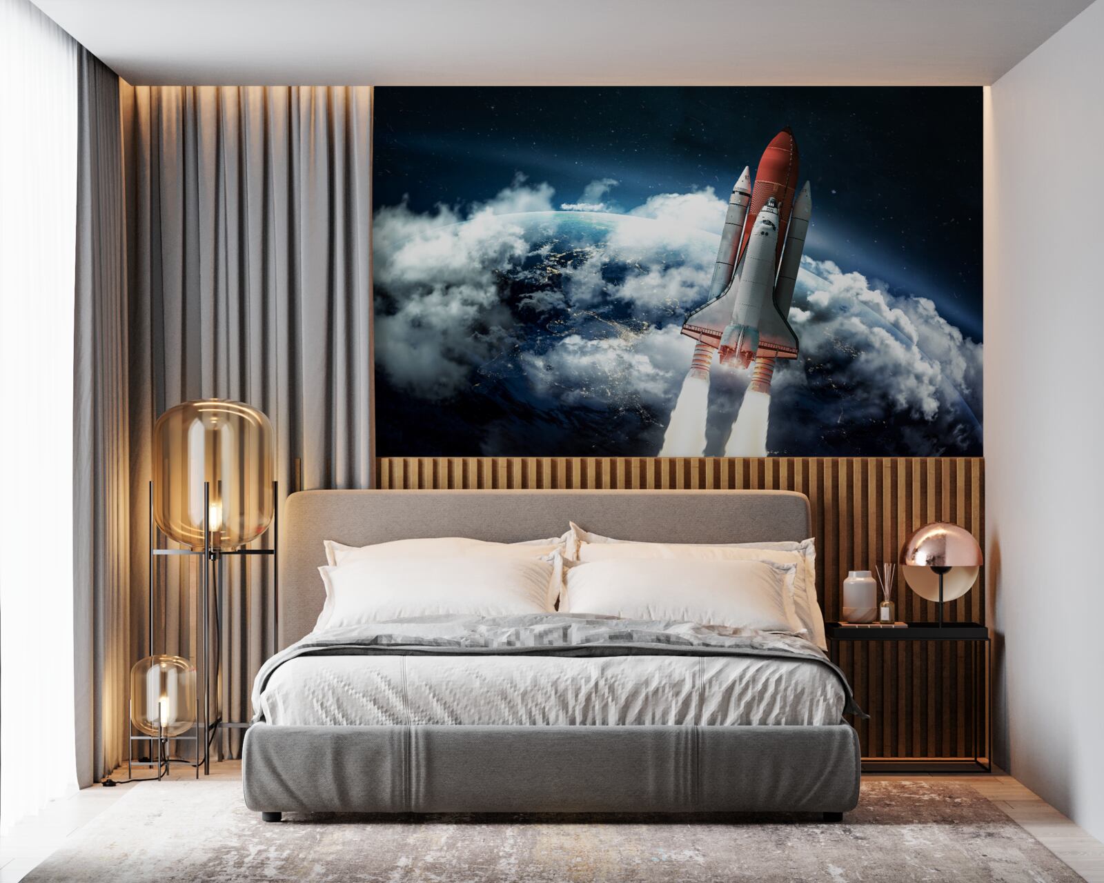 Fototapeta statek kosmiczny na trajektorii orbitalnej