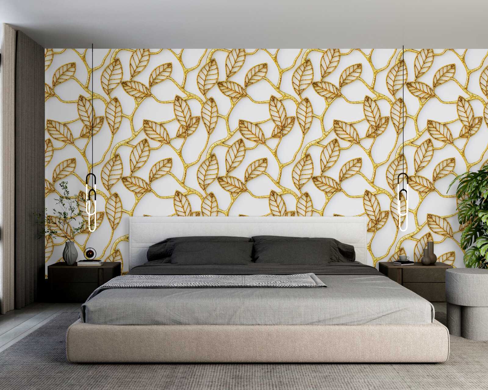 Fototapeta tekstura złotych liści