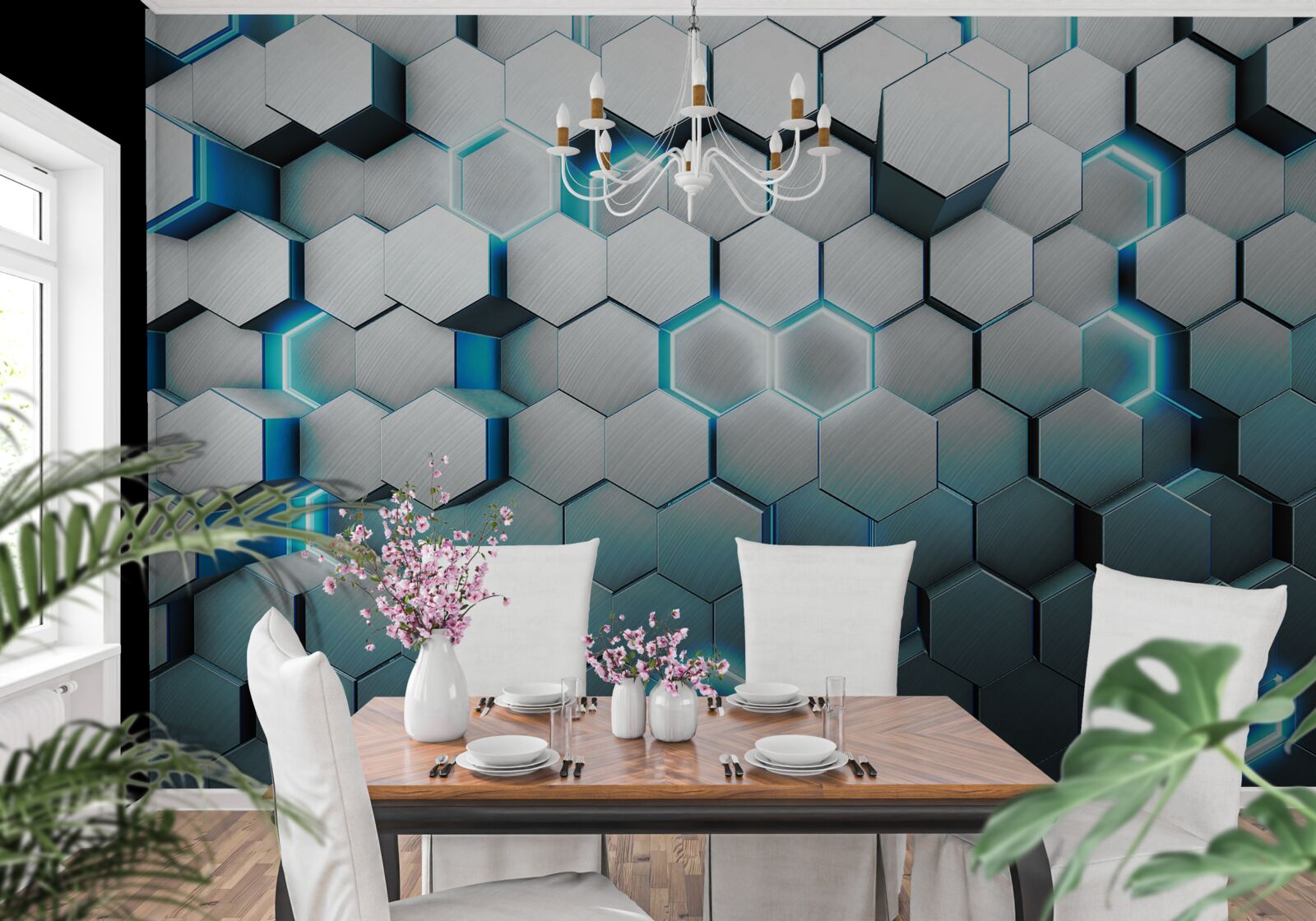 Fototapeta niebieskie pięciokątne kształty