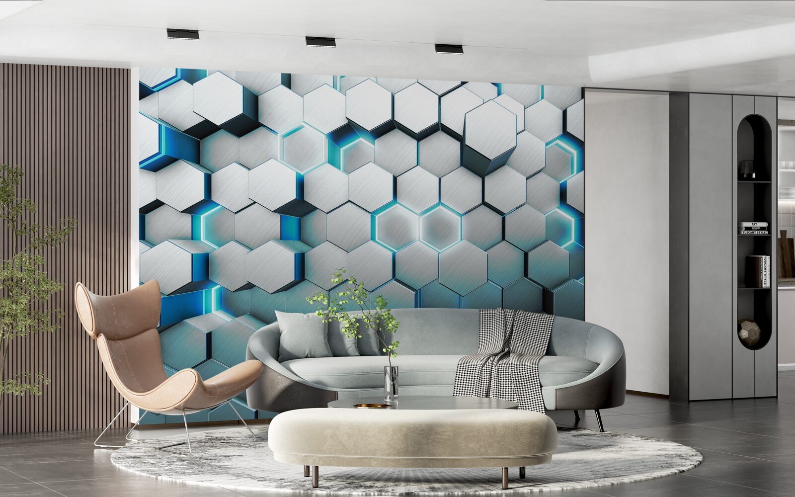 Fototapeta niebieskie pięciokątne kształty