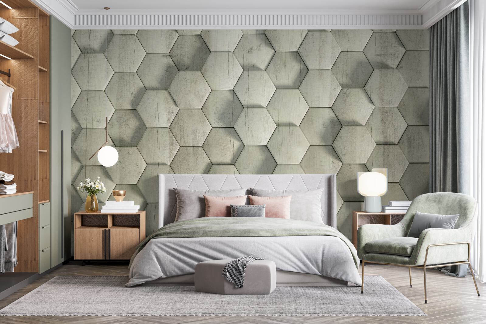 Fototapeta jasnozielone drewniane komórki