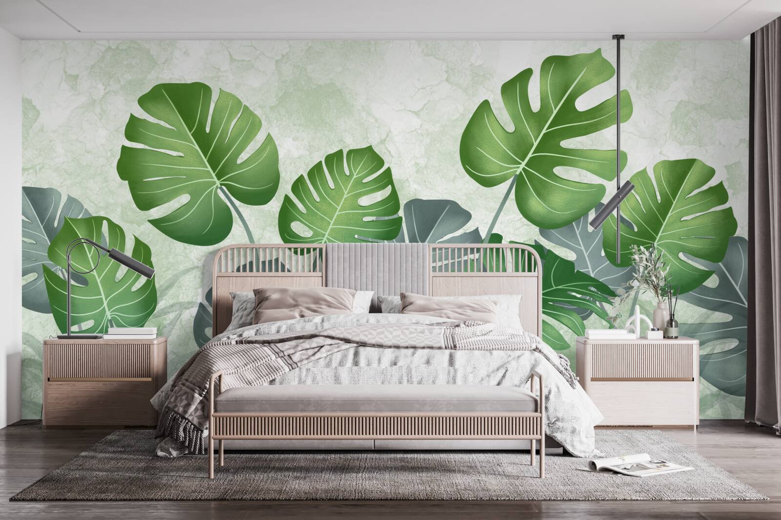 Fototapeta duże liście monstery i paproci