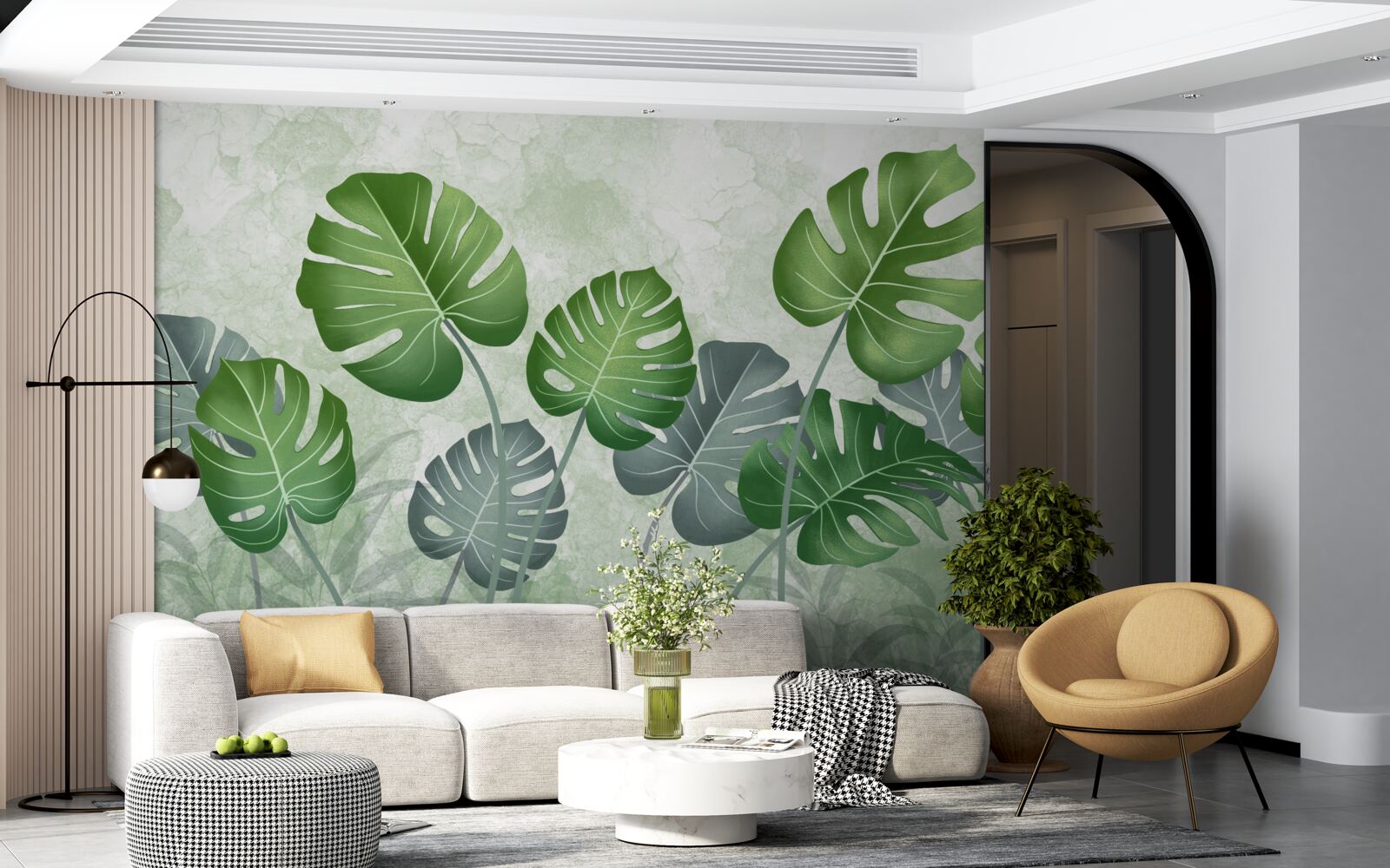 Fototapeta duże liście monstery i paproci